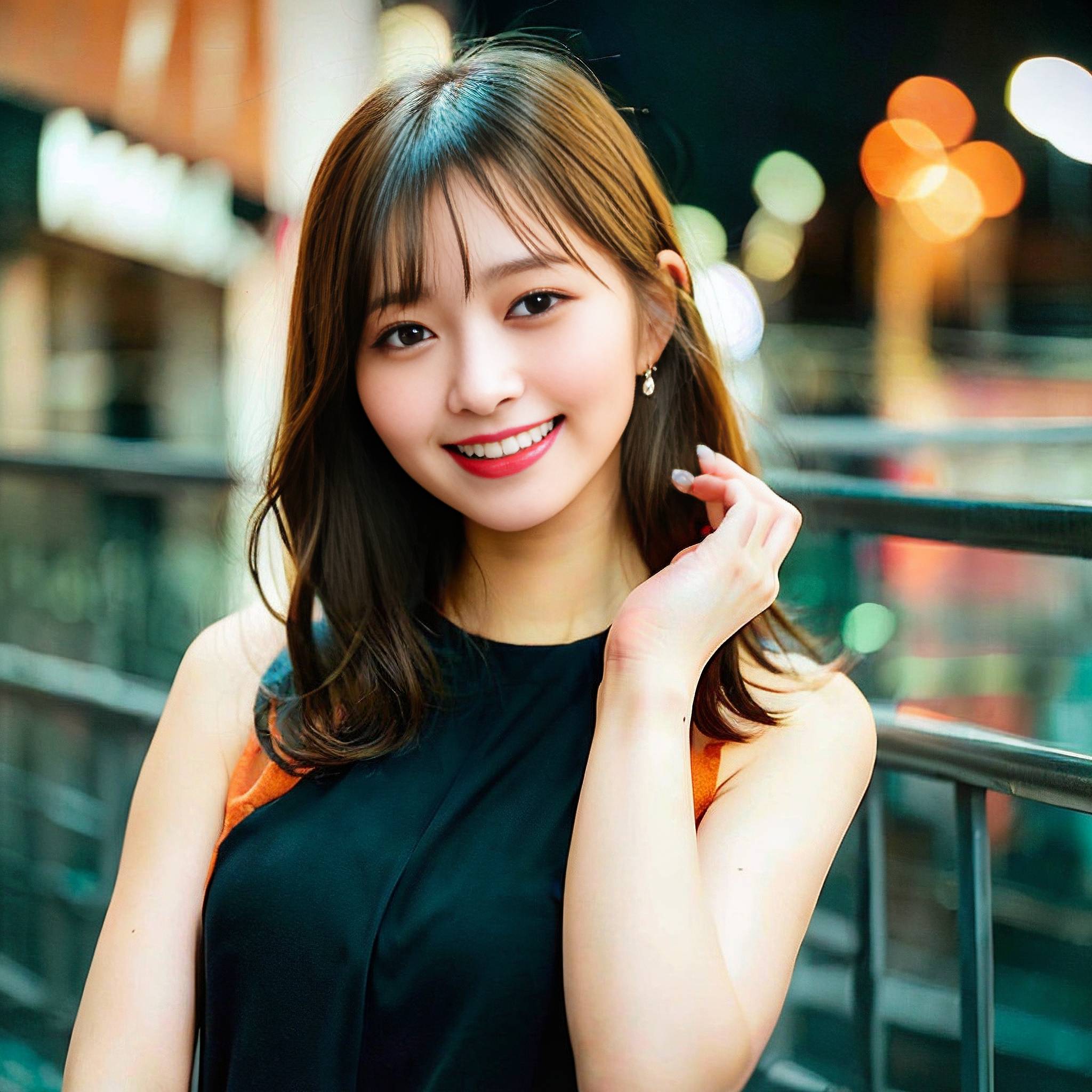 a woman is smiling while talking on her cell phone 