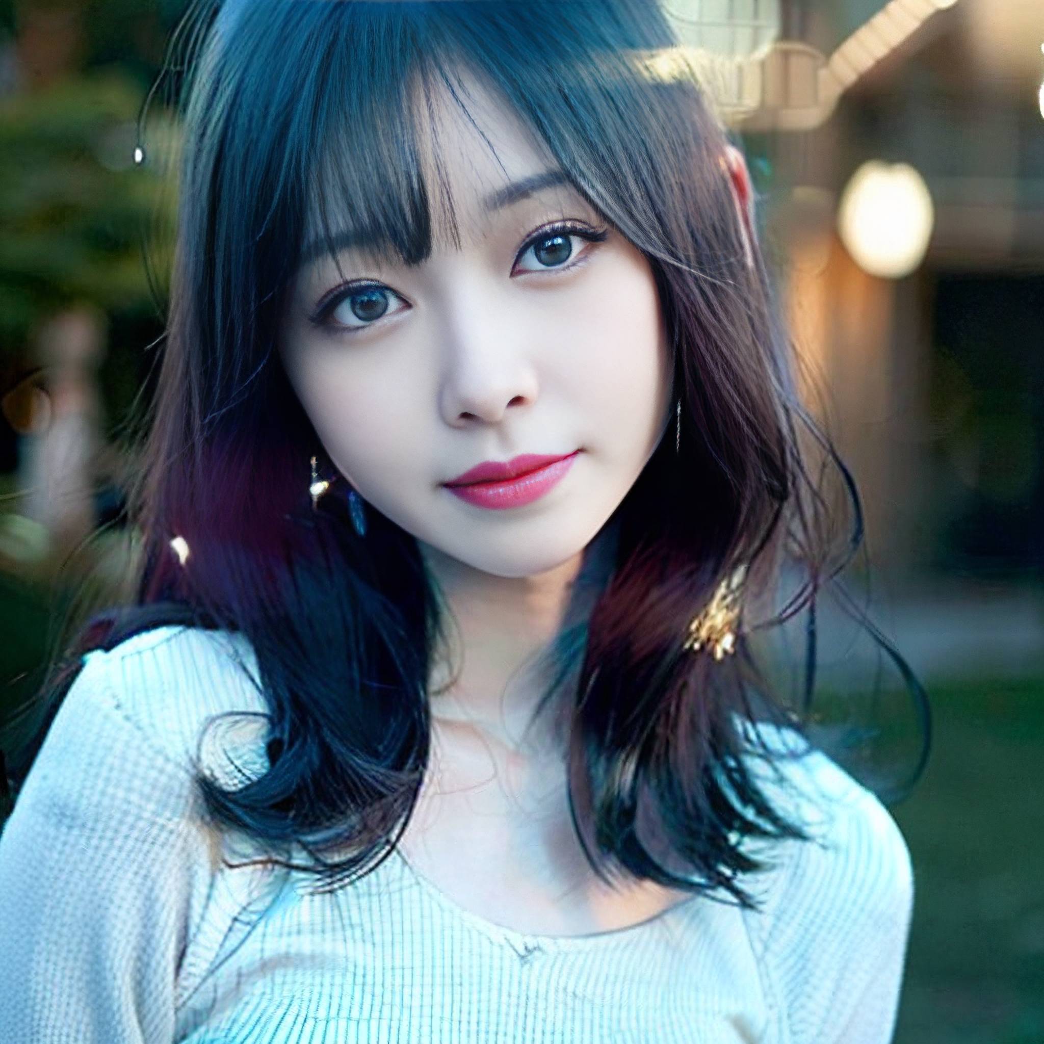 a woman with long hair standing in front of a window 