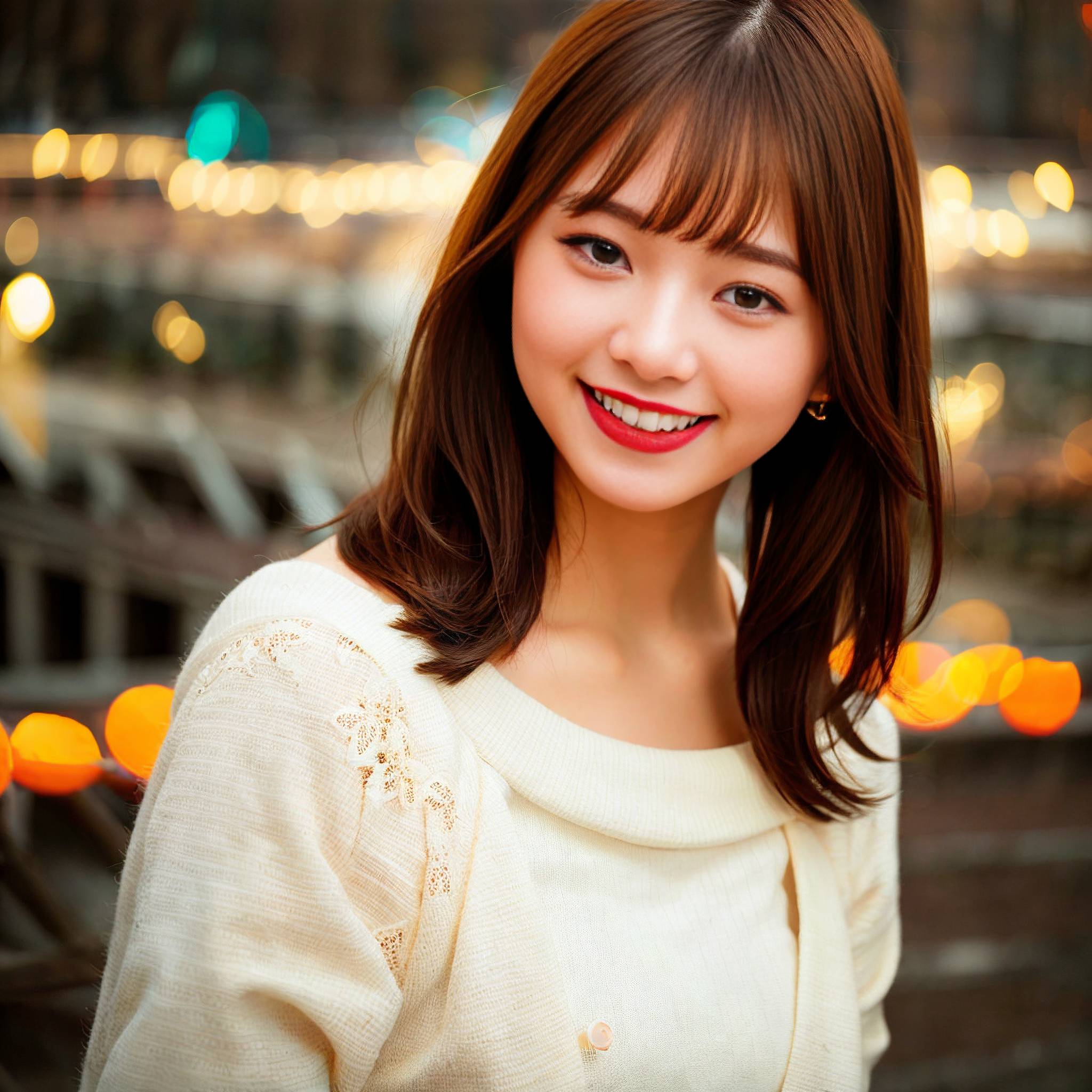 a smiling woman holding a pink flower in her hand 