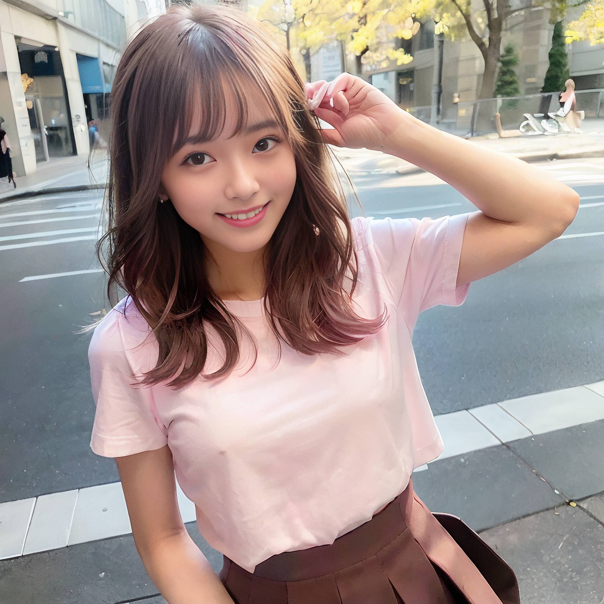 a young girl is posing for a picture 