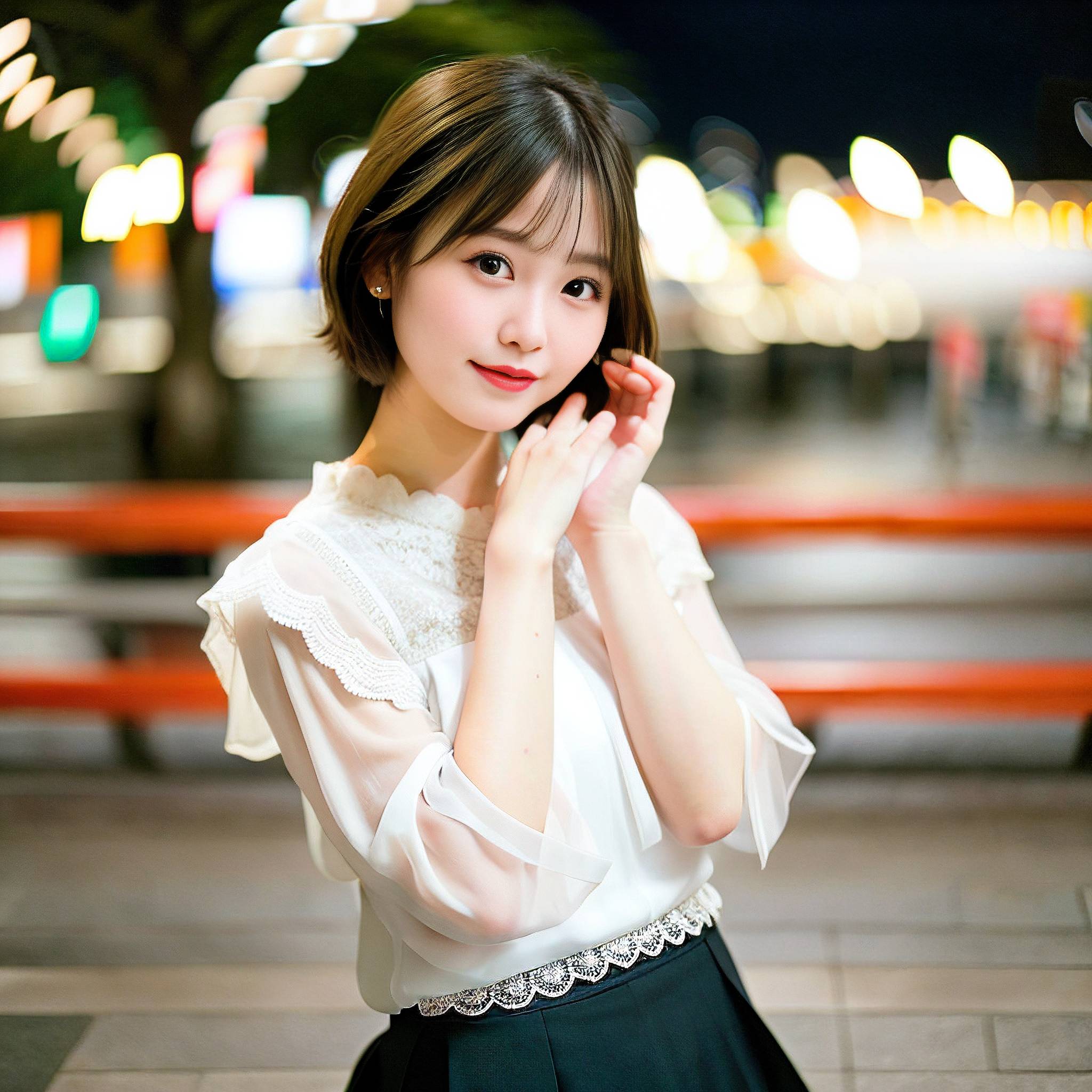 a woman in a red dress talking on a cell phone 