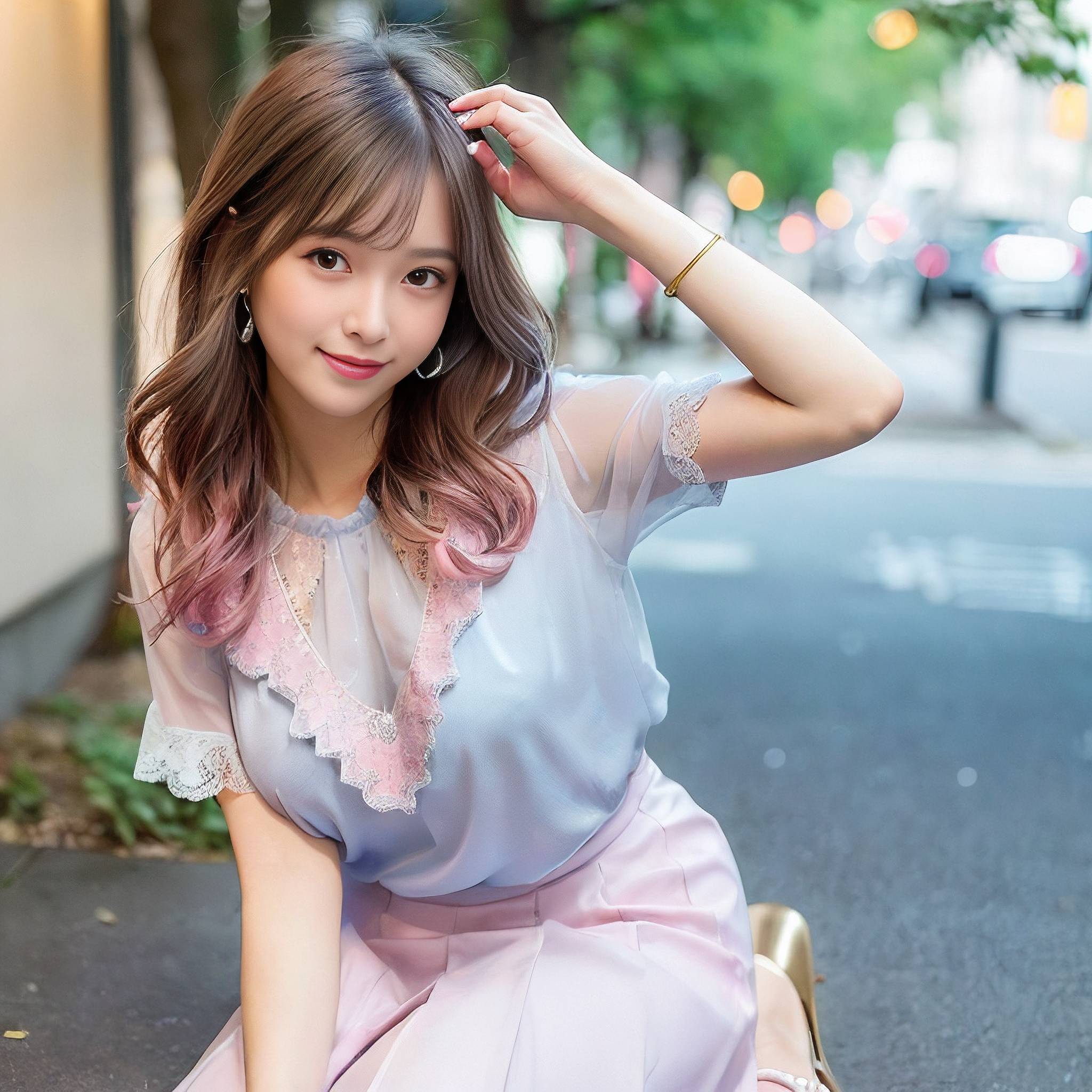 a young woman is posing for a picture 