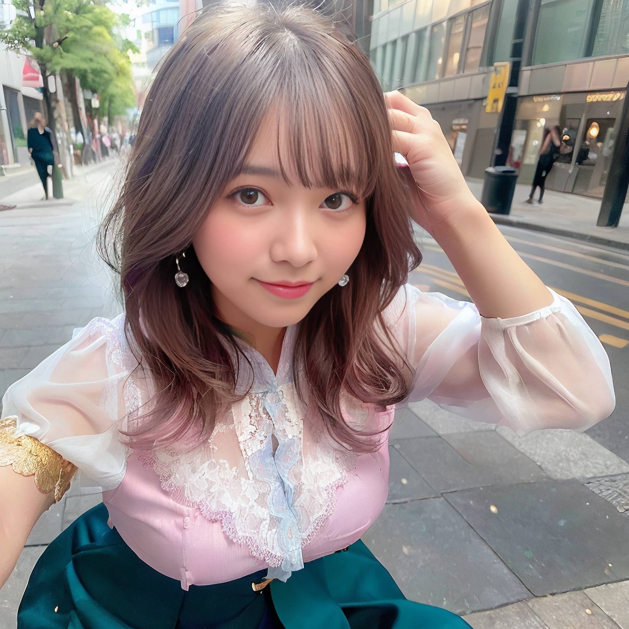 a young girl is posing for a picture 