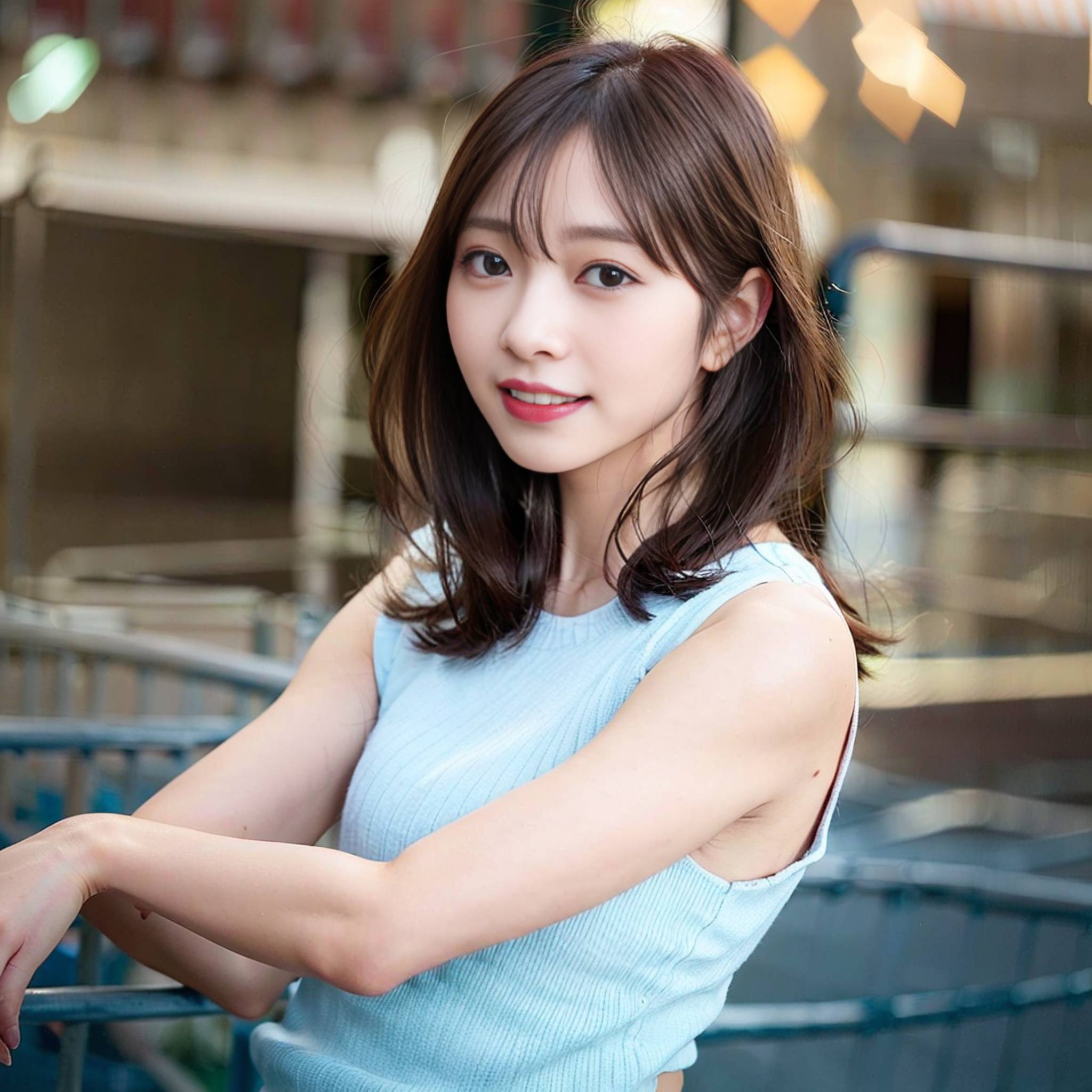 a young woman is posing for a picture 