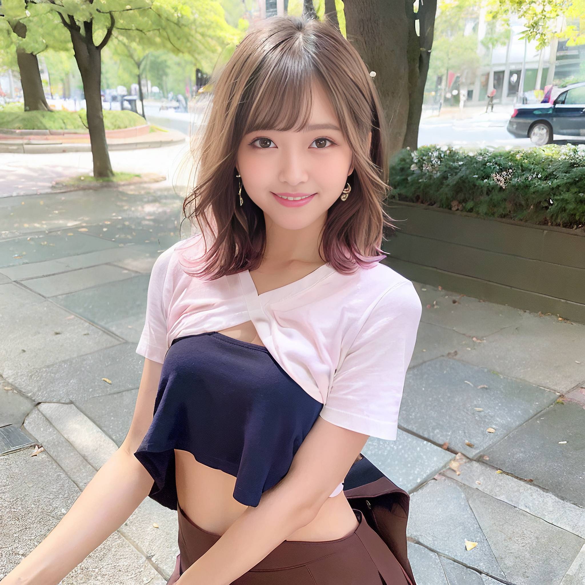 a young girl sitting on a park bench 