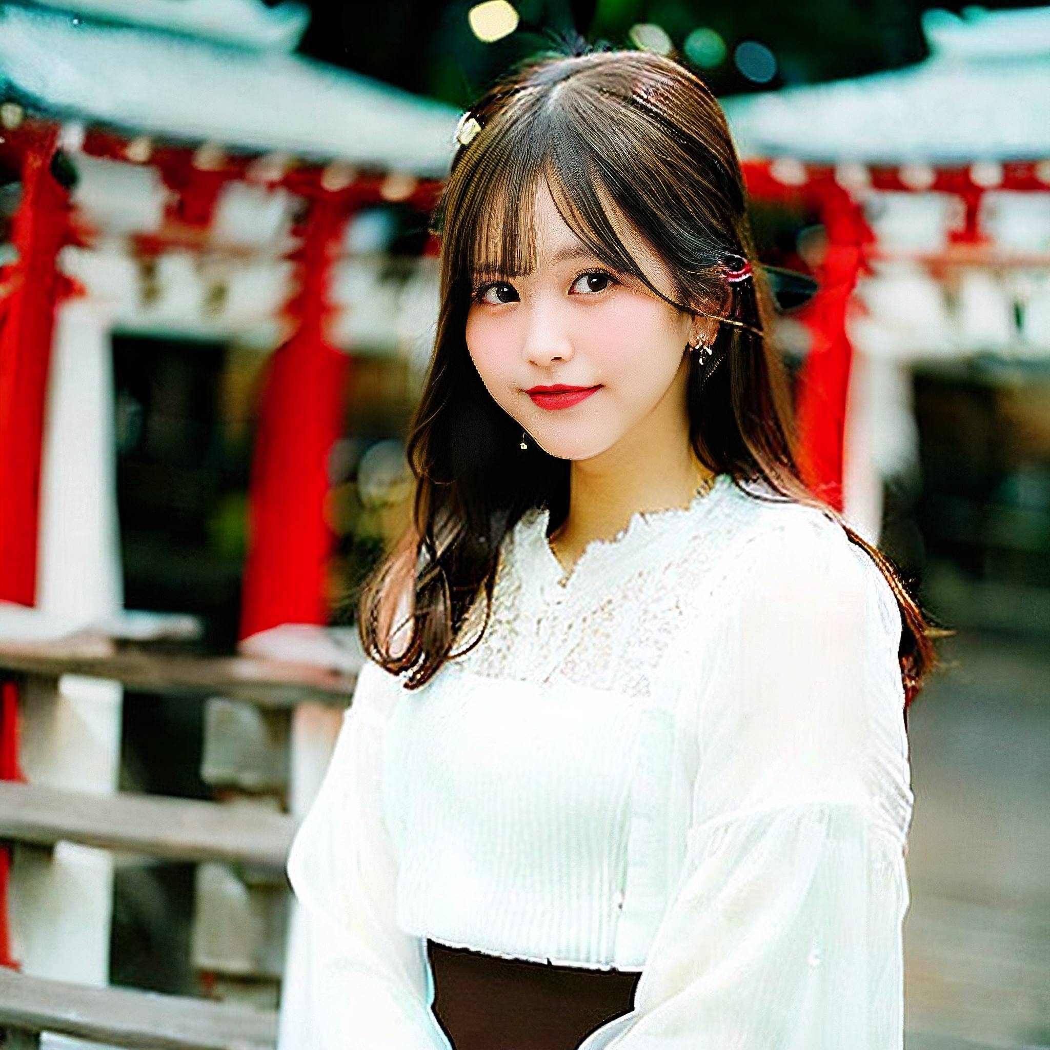 a woman in a white dress is posing for a picture 