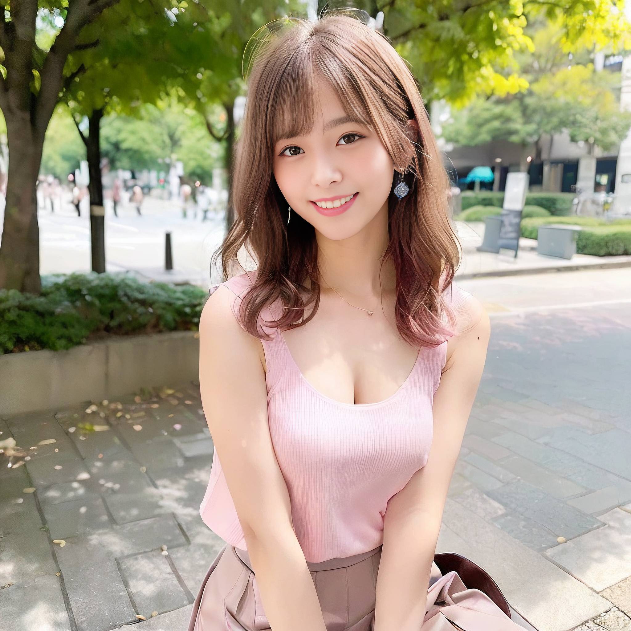 a pretty young lady sitting on a park bench 