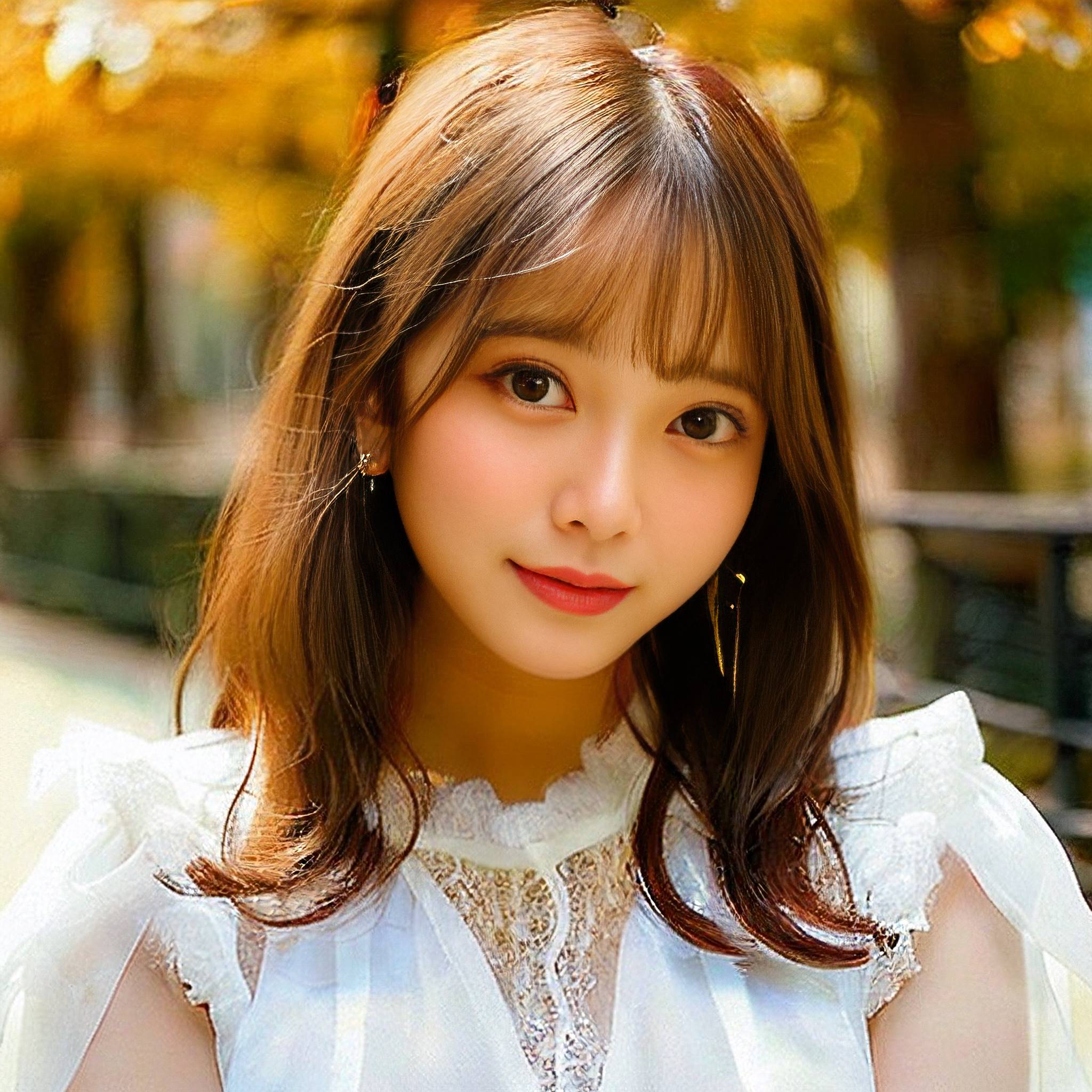 a young woman in a white dress posing for a picture 