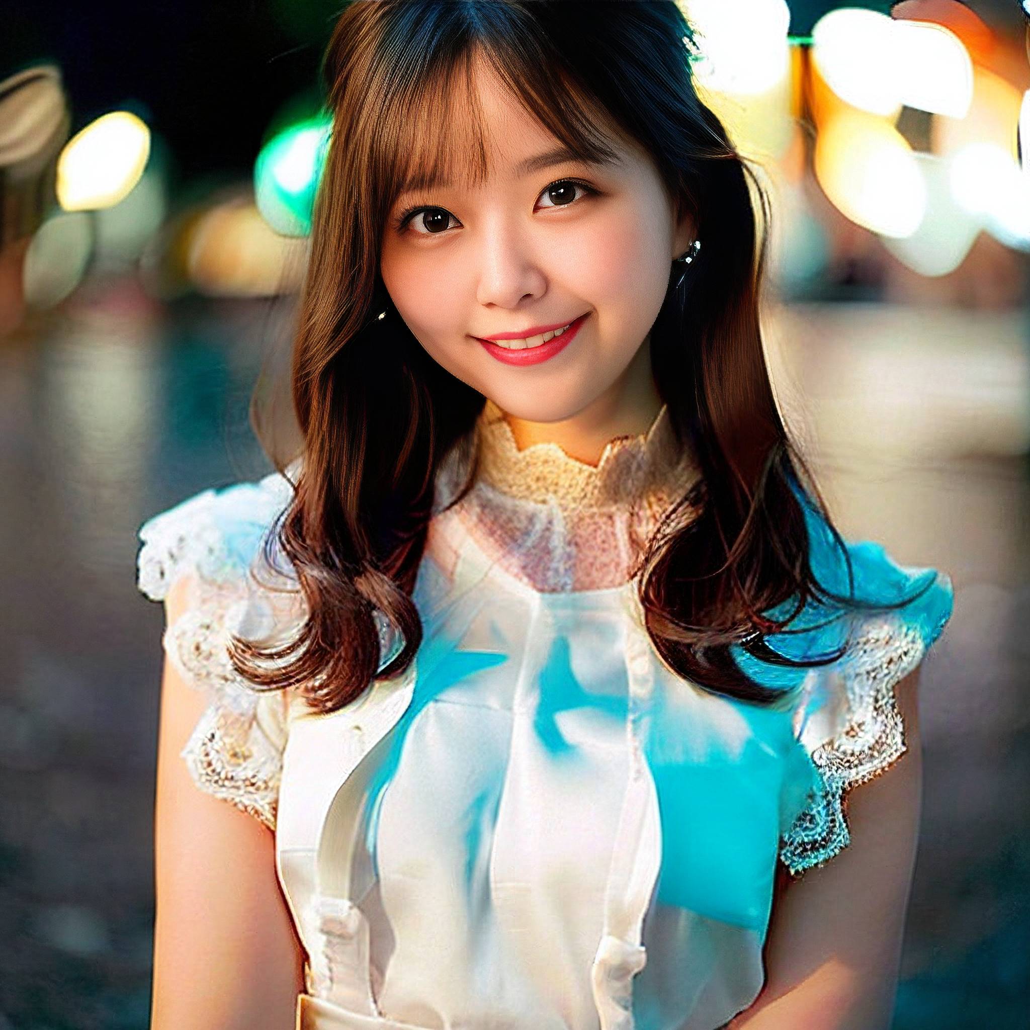 a woman in a pink dress holding a donut 