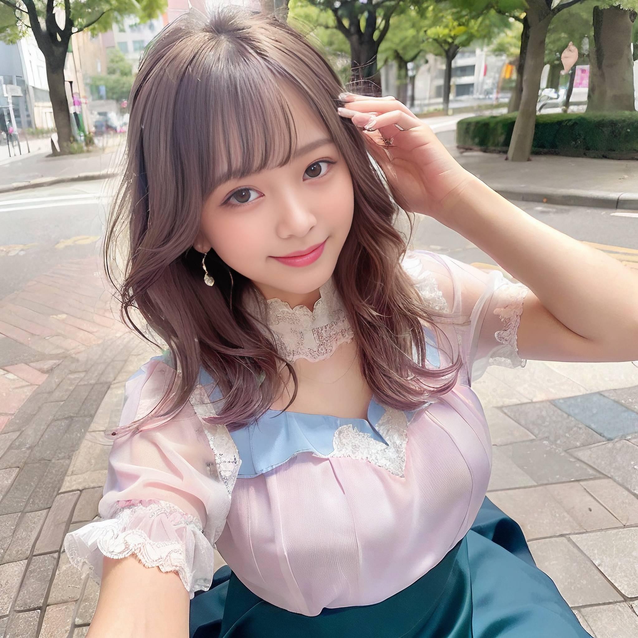 a woman in a pink dress is holding a pink flower 