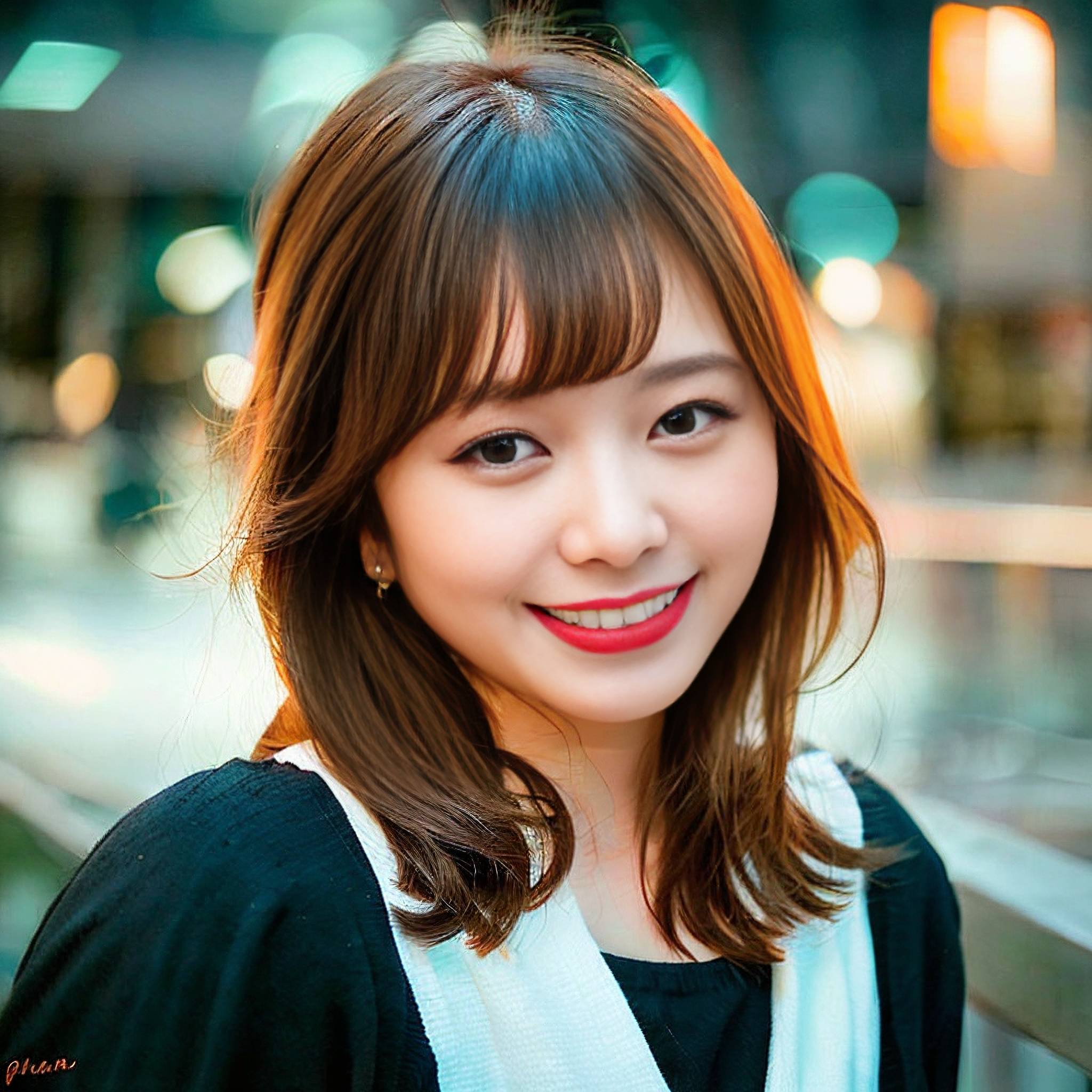 a woman in a blue dress smiling at the camera 