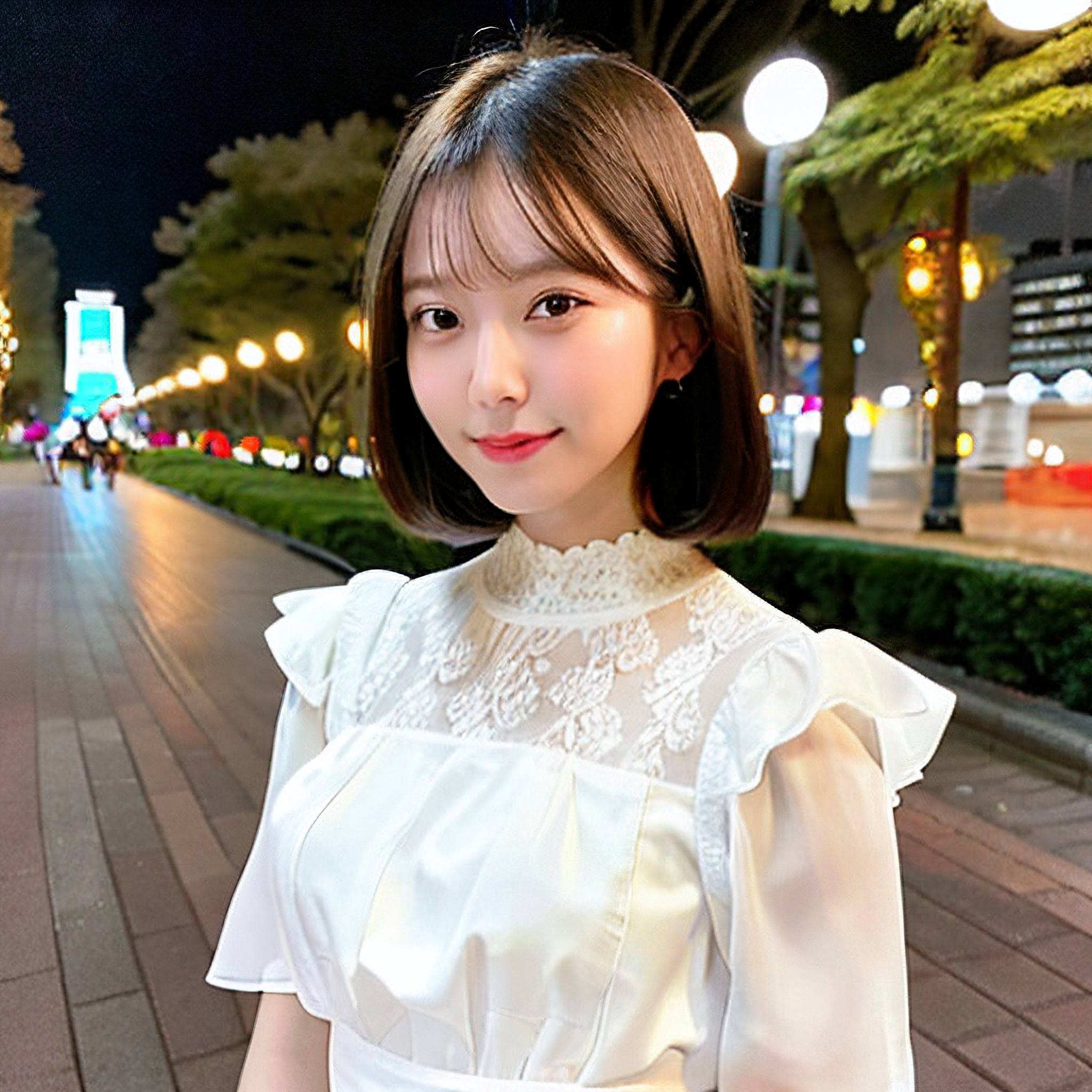 a young girl wearing a white dress and a white bow tie 