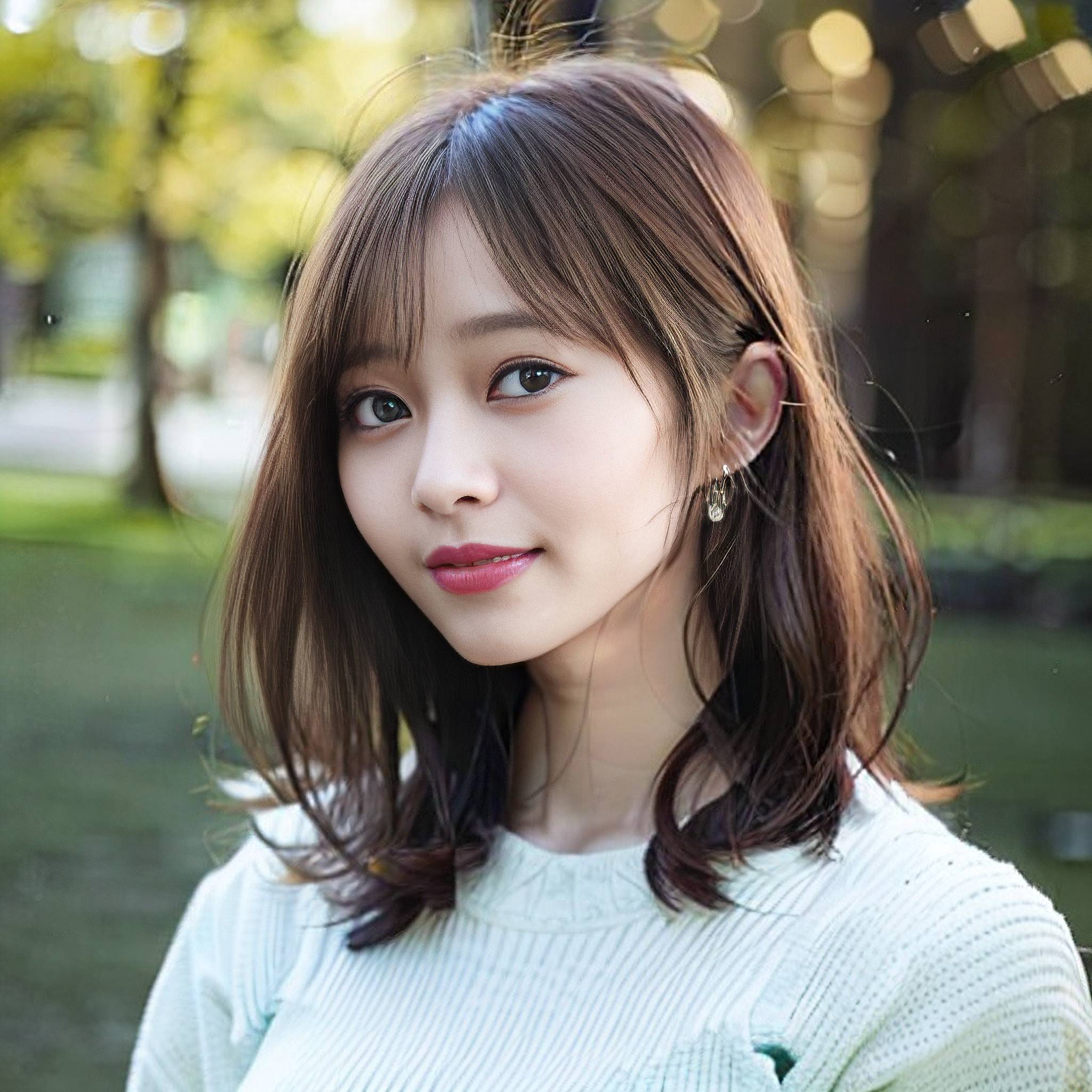 a beautiful young woman standing in front of a tree 