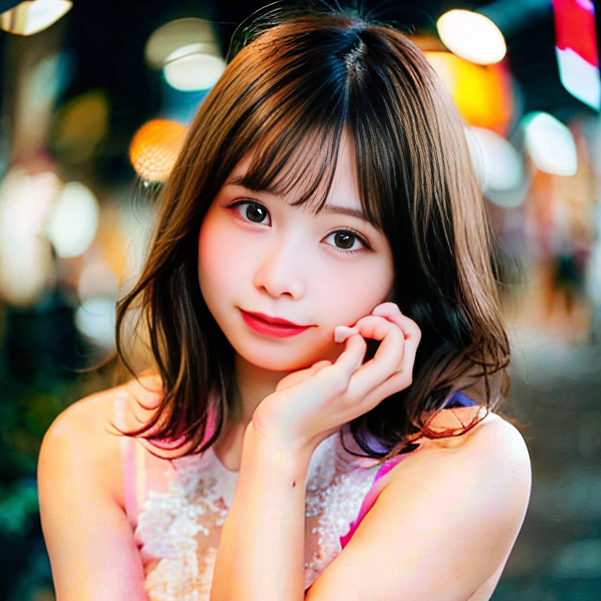 a woman in a red dress talking on a cell phone 