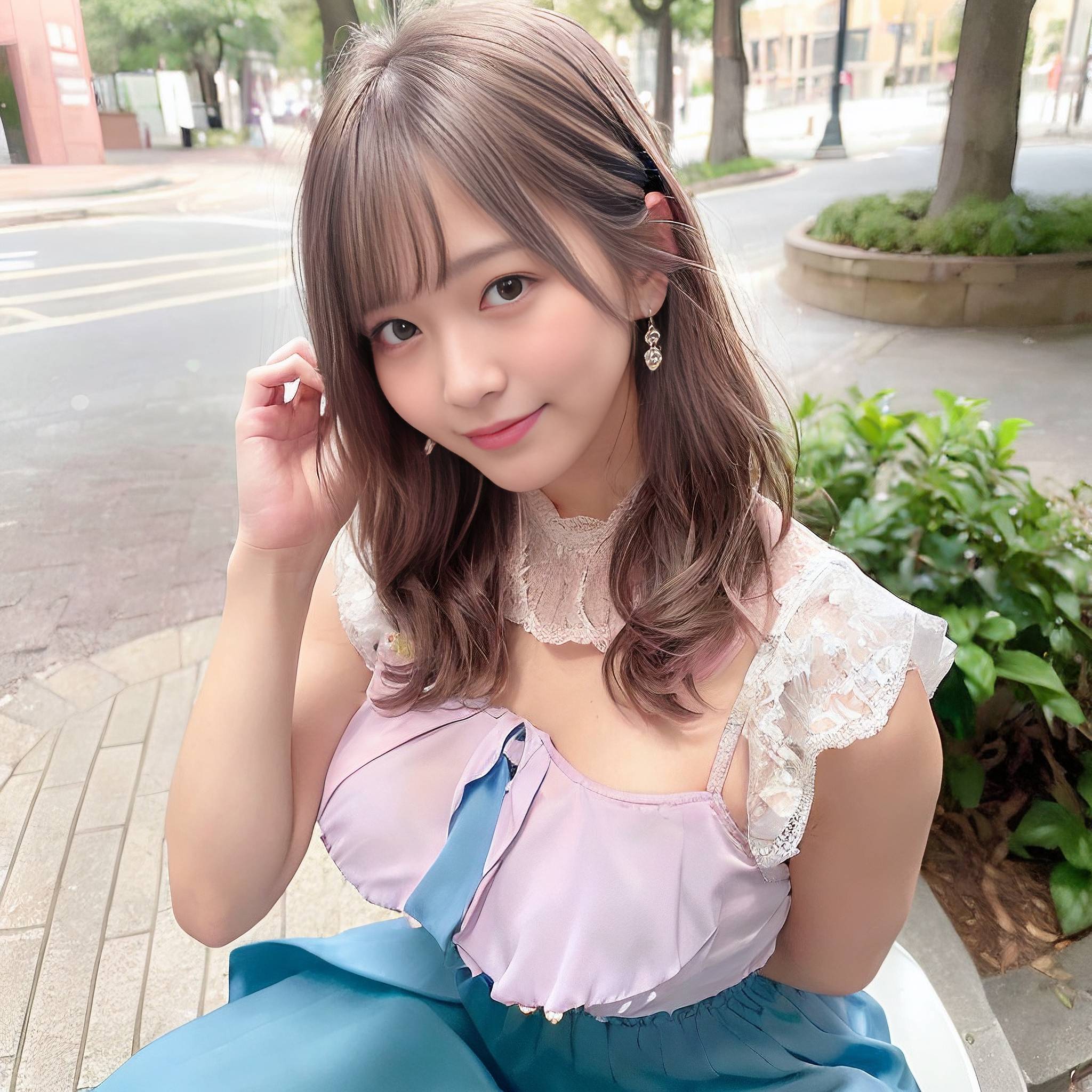 a young woman is posing for a picture 