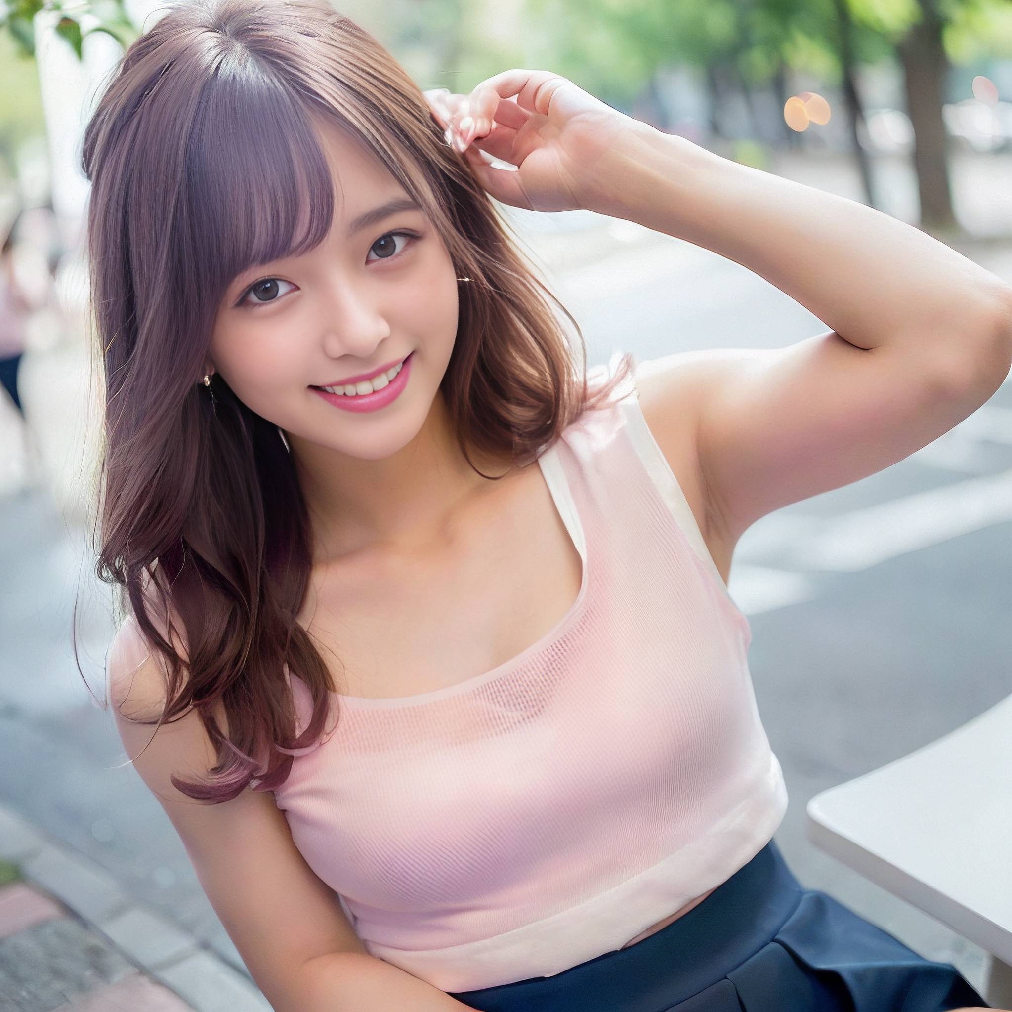 a young woman is posing for a picture 