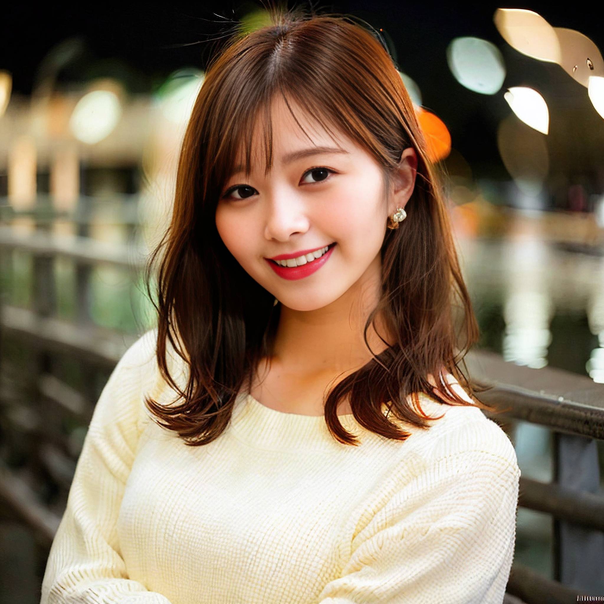 a beautiful young woman posing for a picture in front of the water 