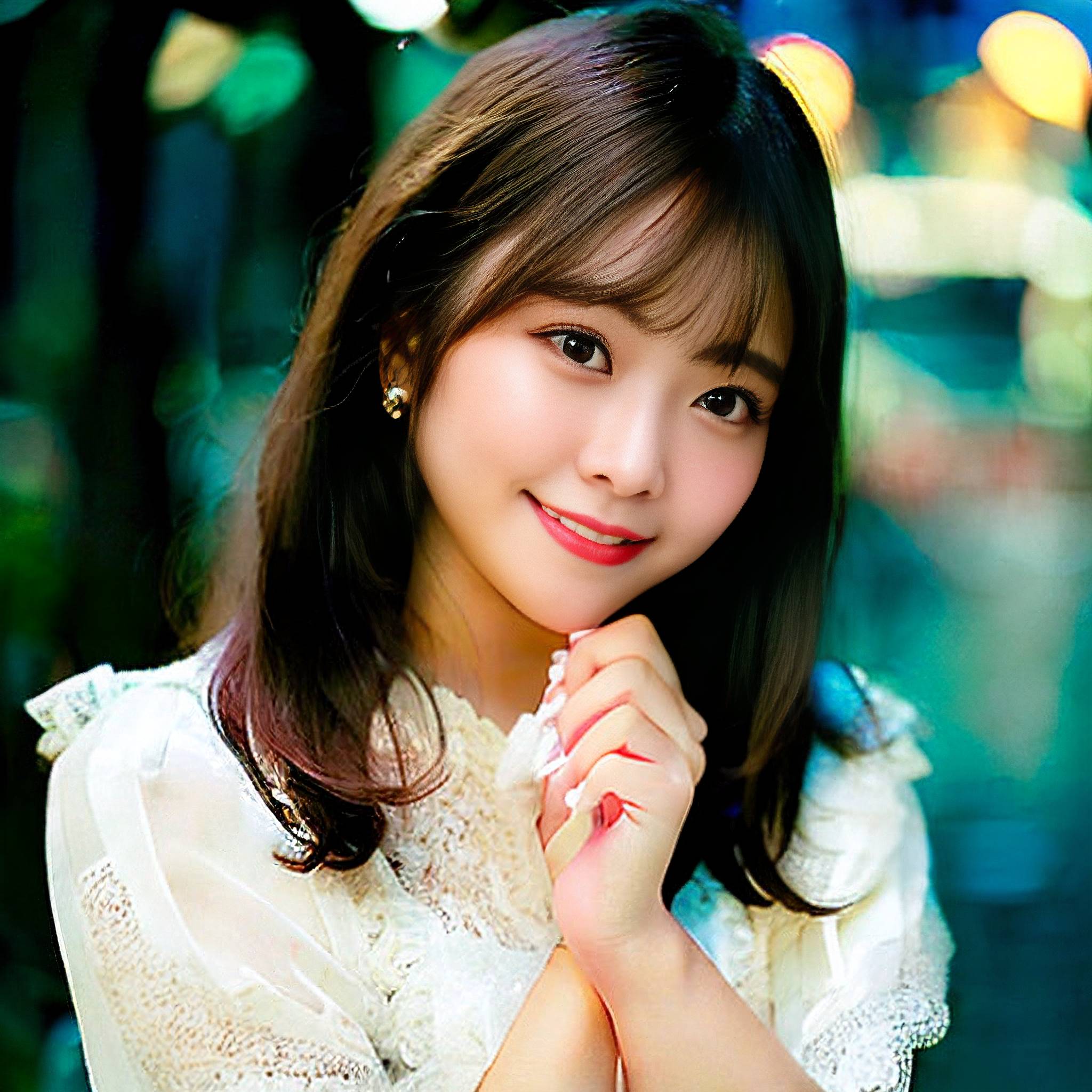 a woman is posing for a picture while holding a flower 