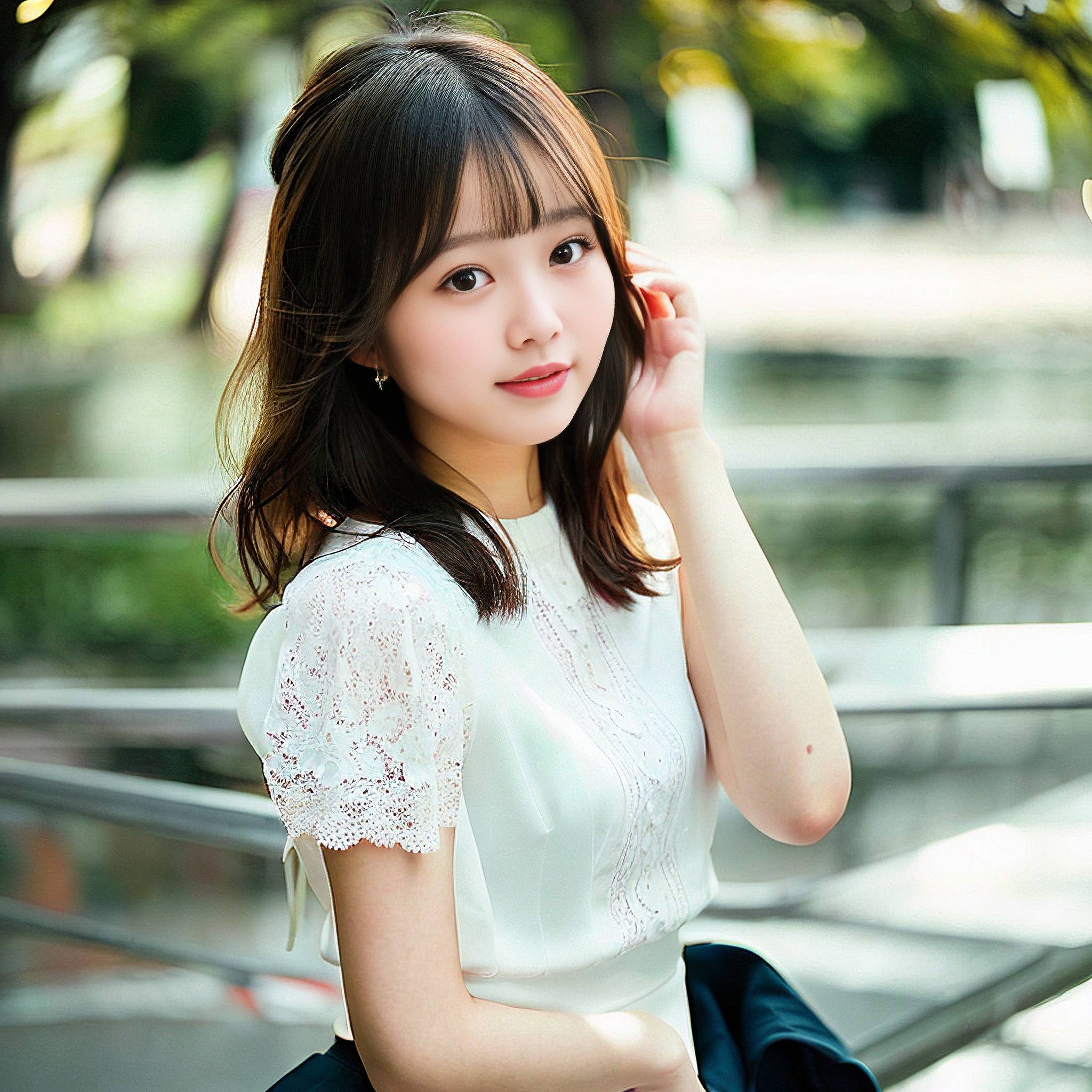 a young woman sitting on a bench talking on a cell phone 