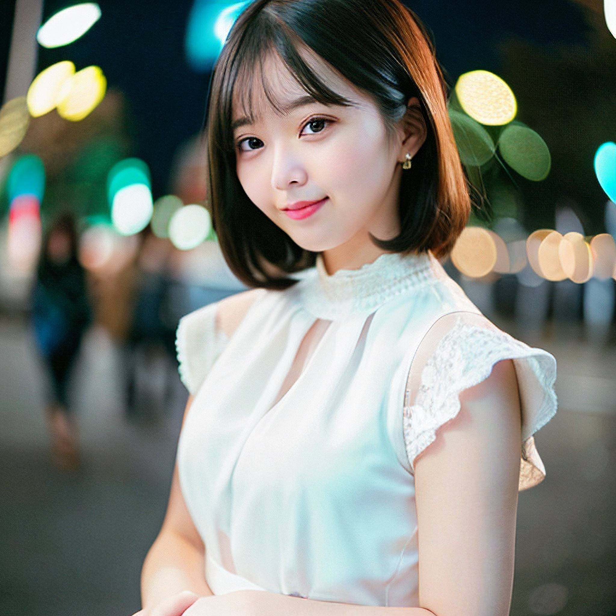 a woman in a white dress holding a white purse 