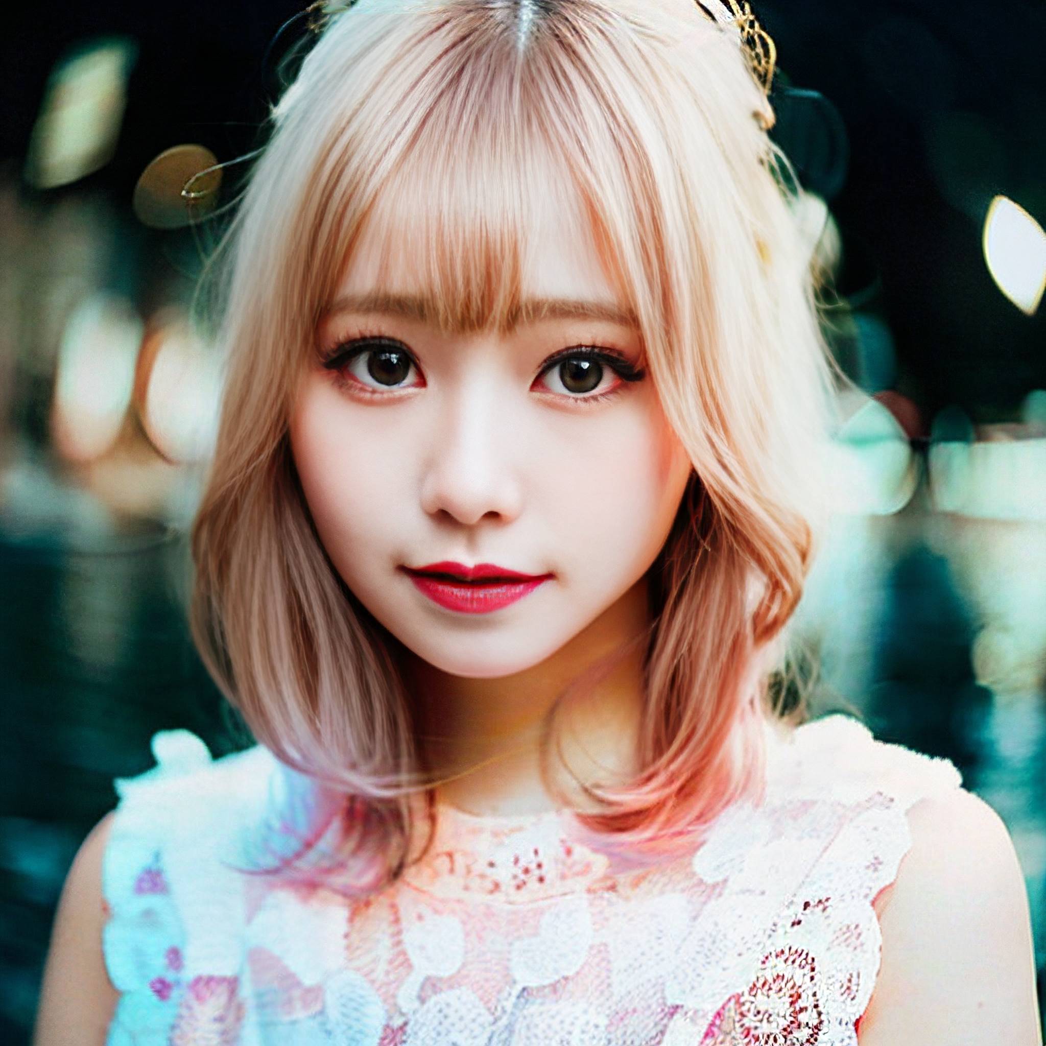 a young woman in a pink dress holding a pink flower 