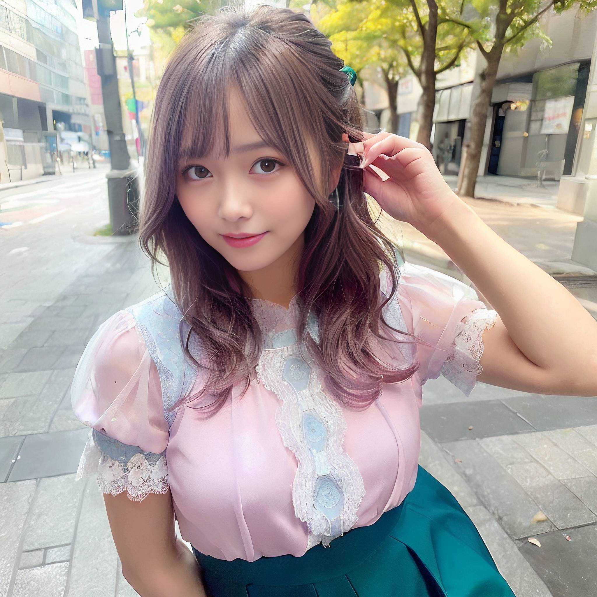 a girl in a pink dress is holding a cell phone 