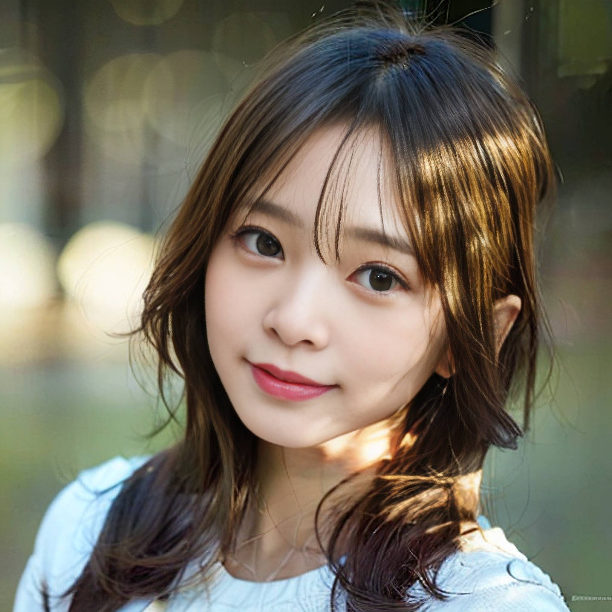 a beautiful young woman standing in front of a lake 