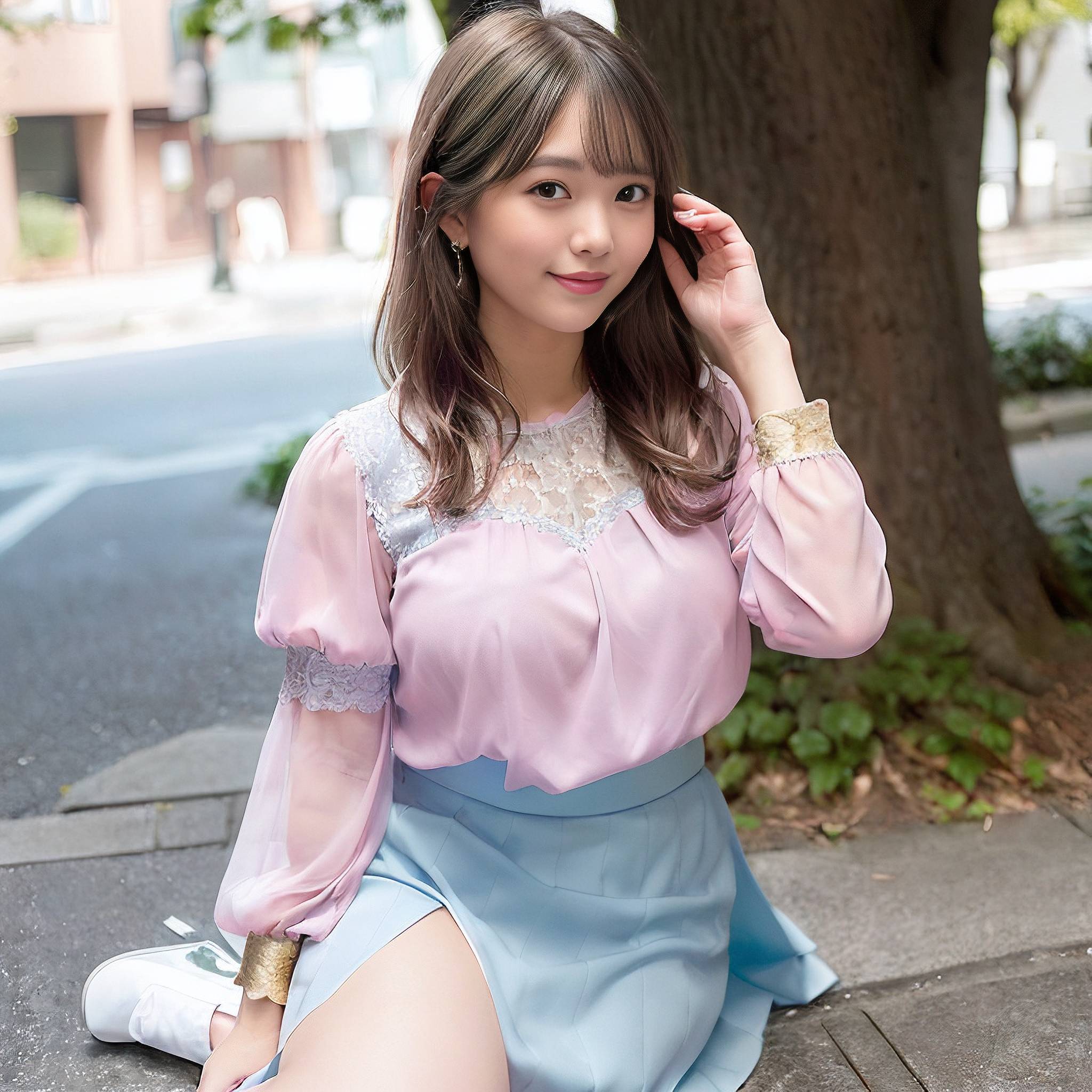 a woman in a pink dress talking on a cell phone 