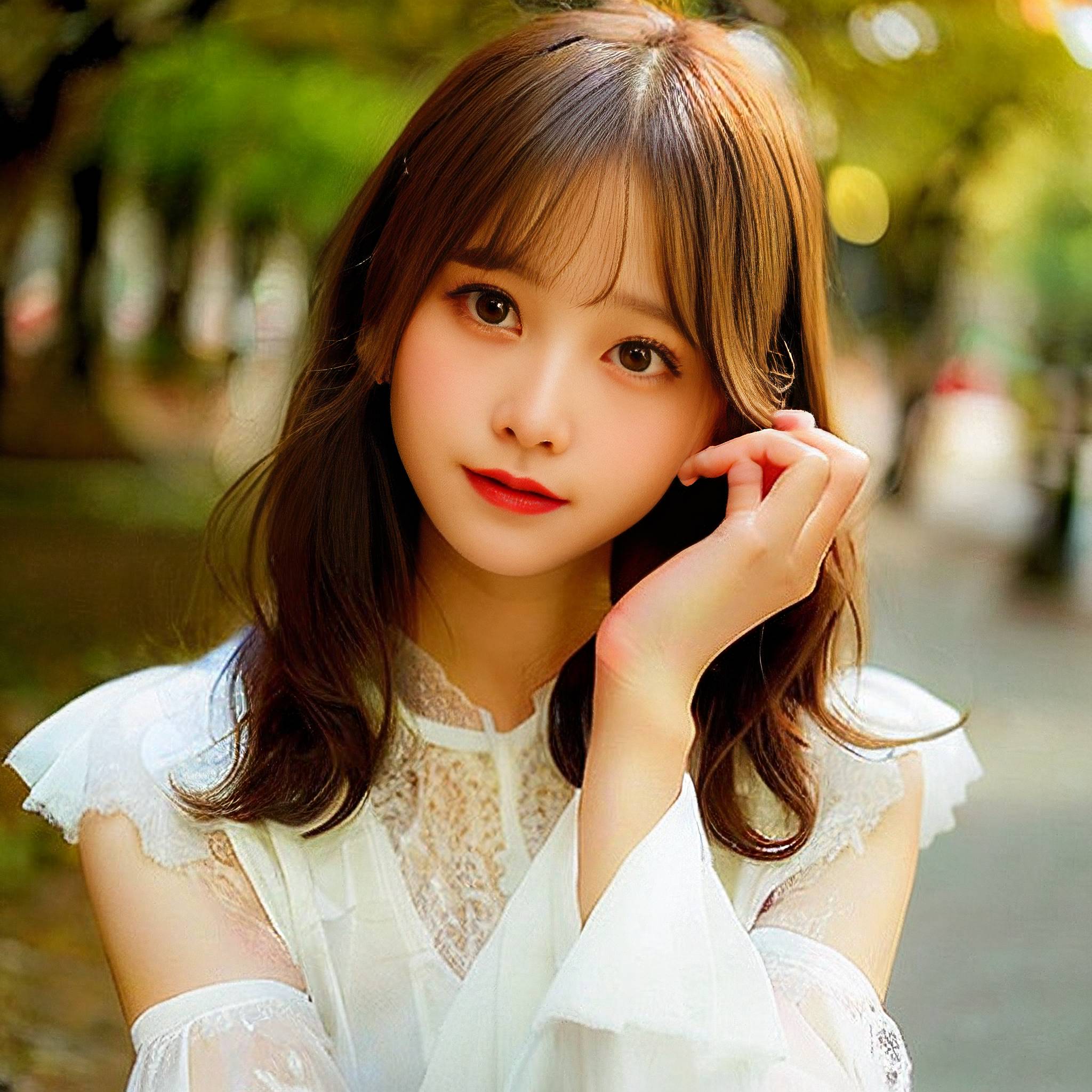 a woman in a white dress talking on a cell phone 