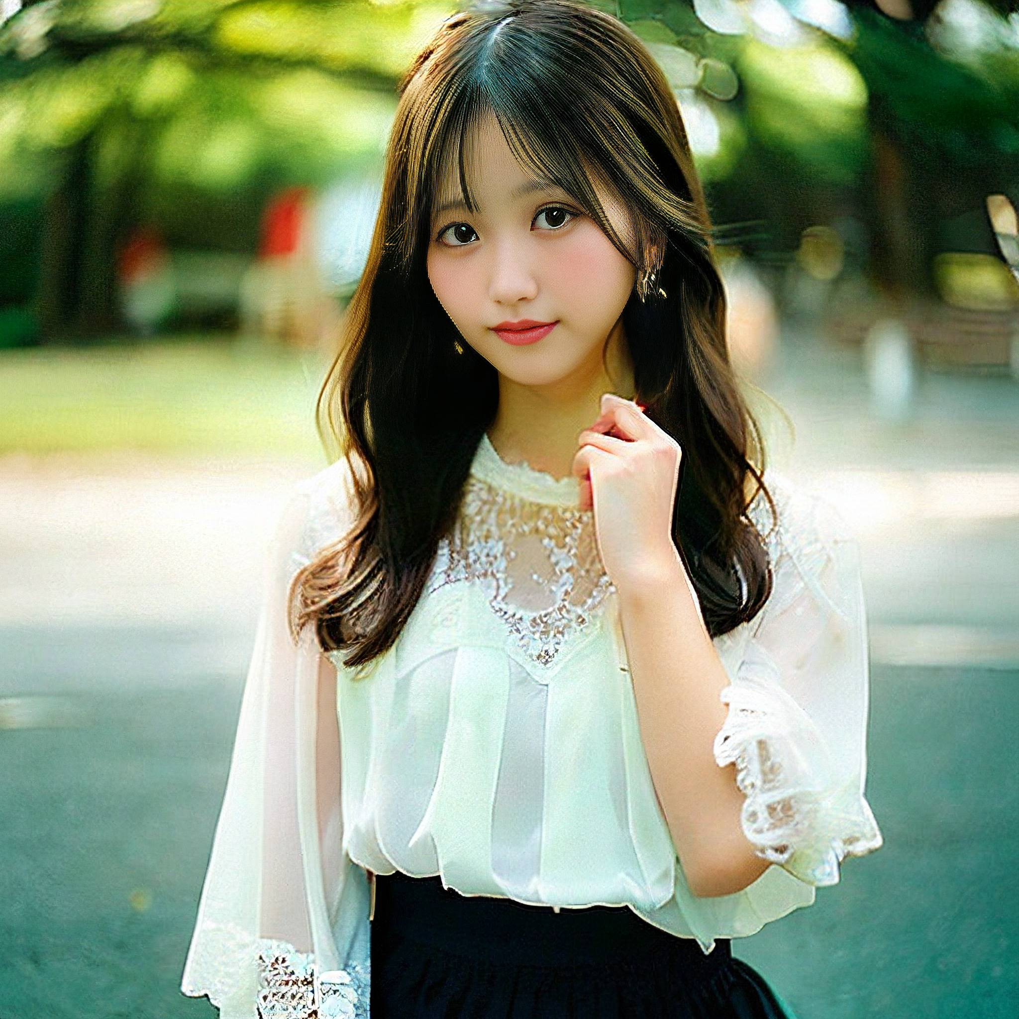 a young girl is posing for a picture 