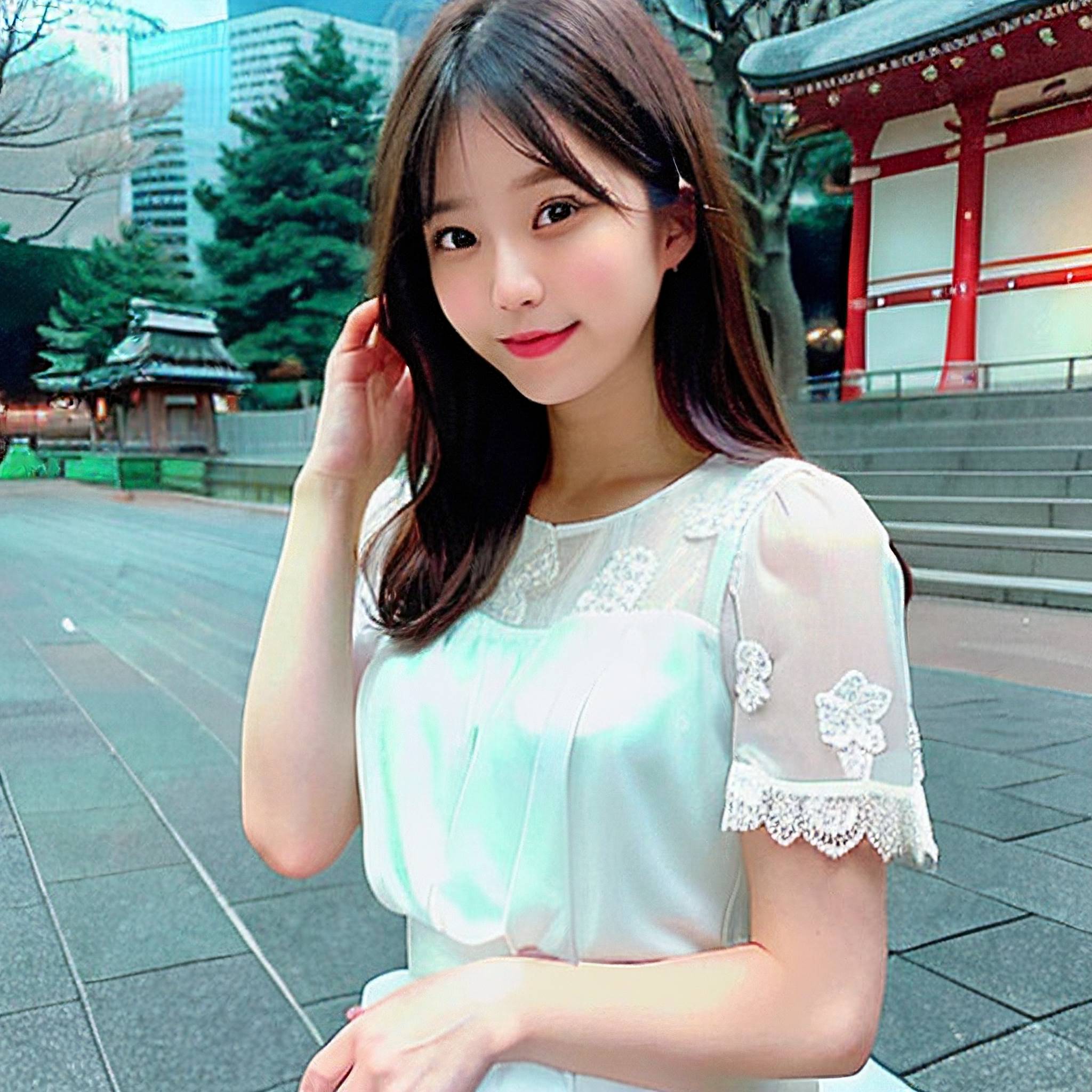 a woman in a pink dress talking on a cell phone 