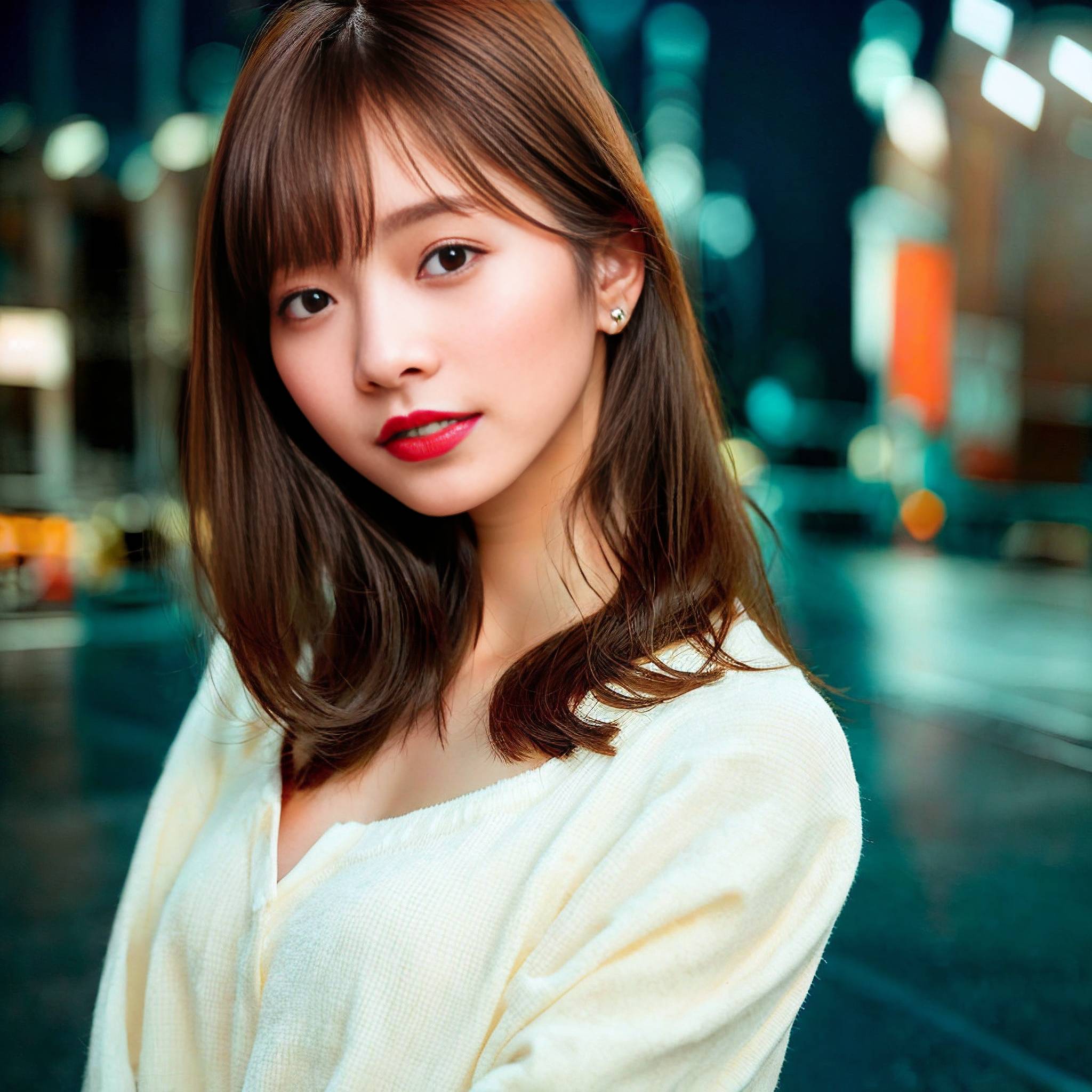 a woman in a white dress standing in front of a building 