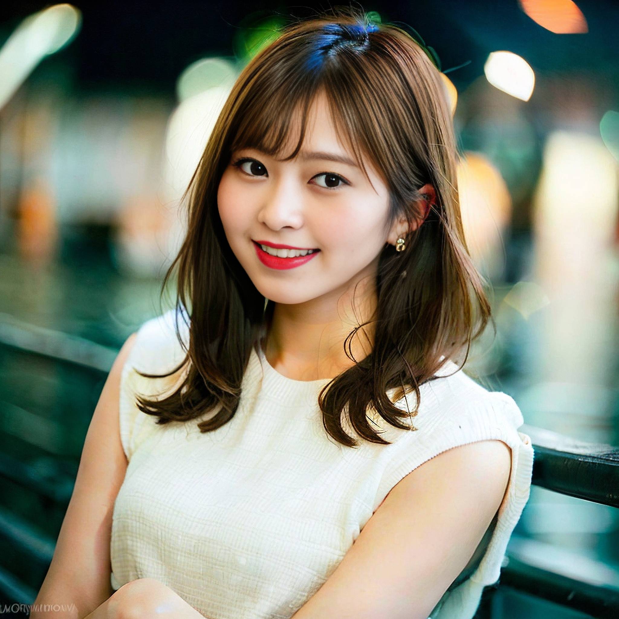 a beautiful young woman sitting on a bench 