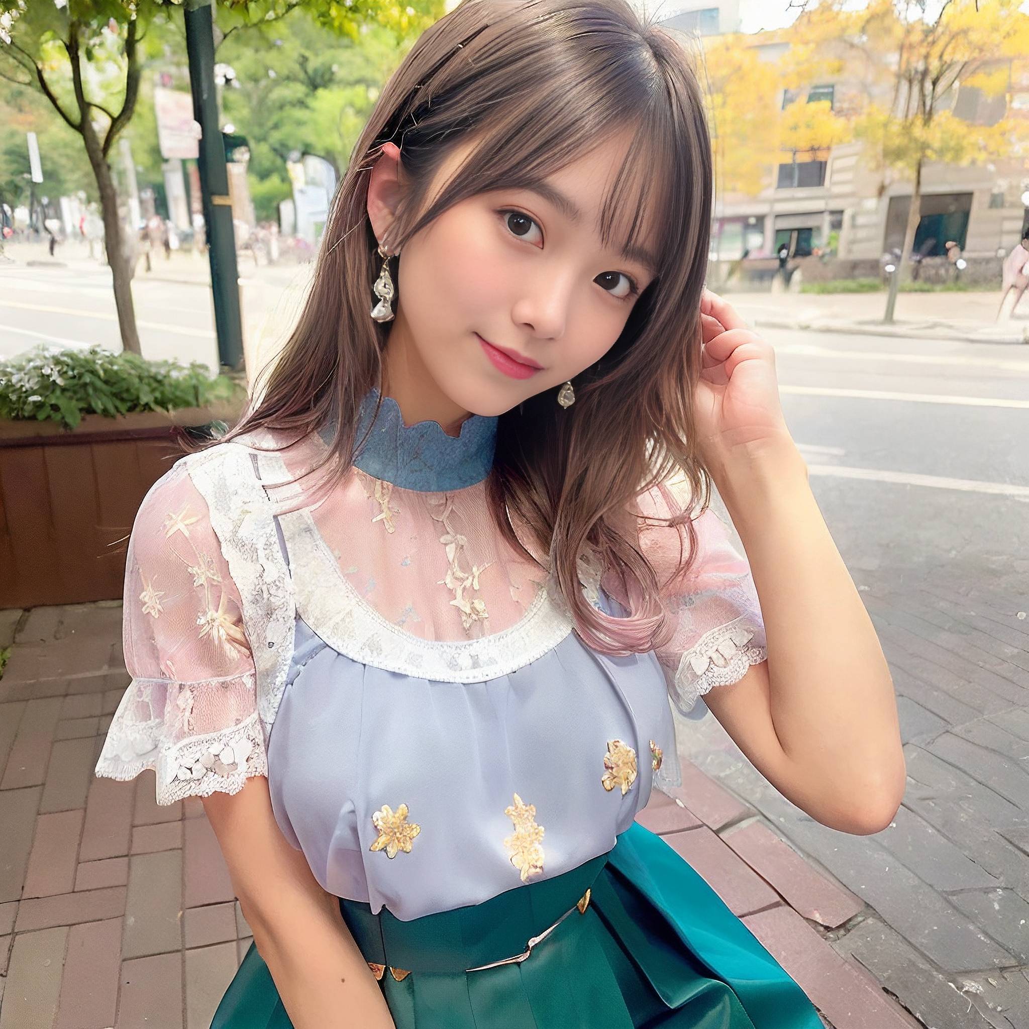 a woman in a pink dress holding a pink flower 