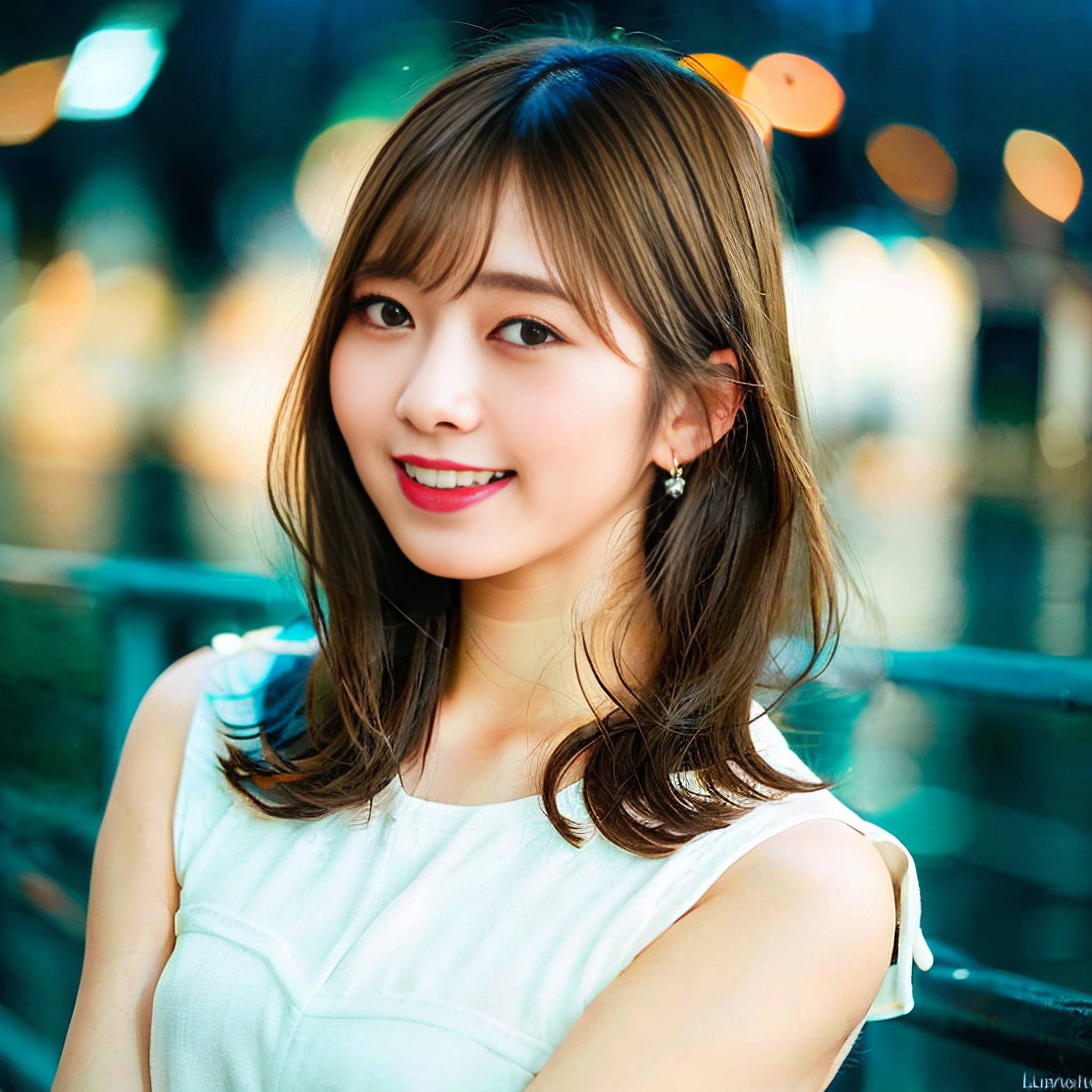 a beautiful young woman smiling while holding a cell phone 