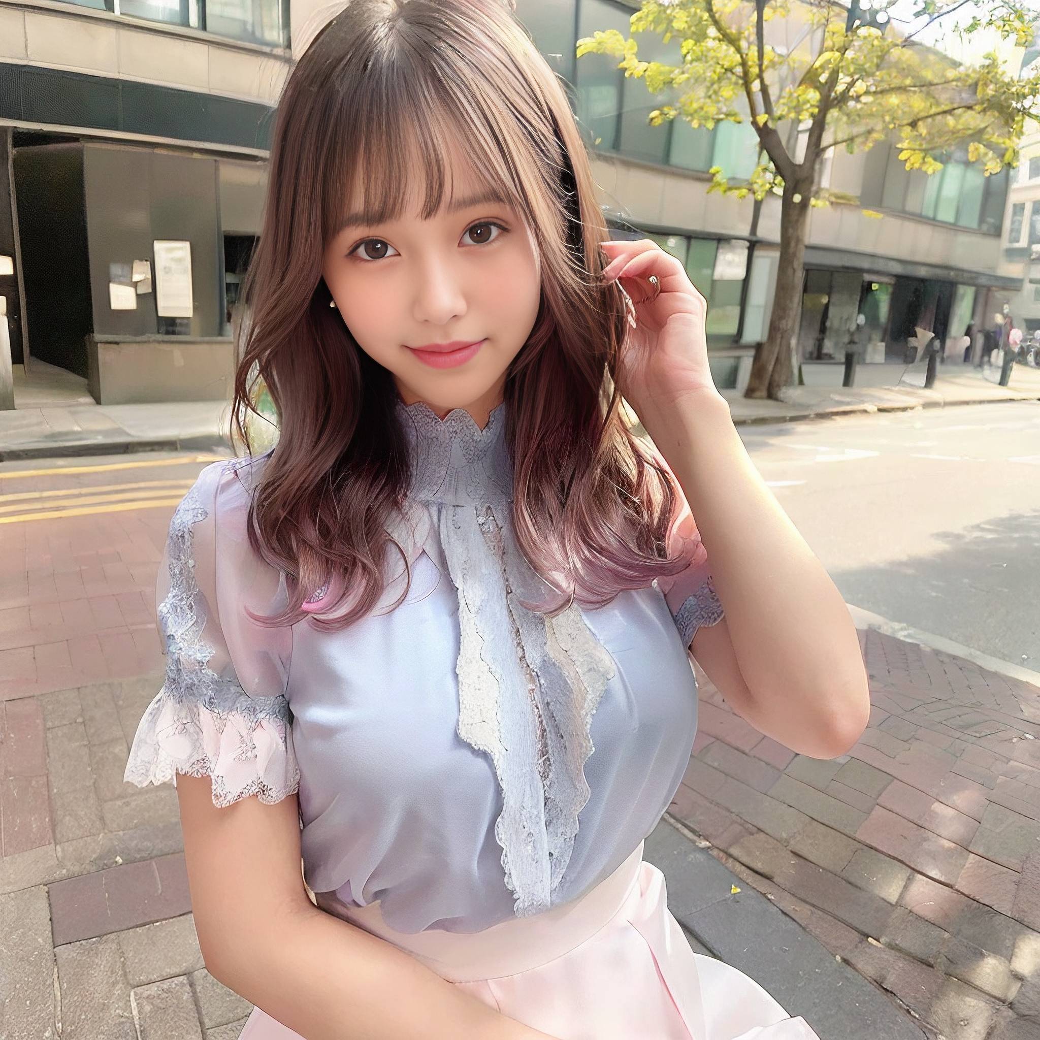 a young girl is posing for a picture 