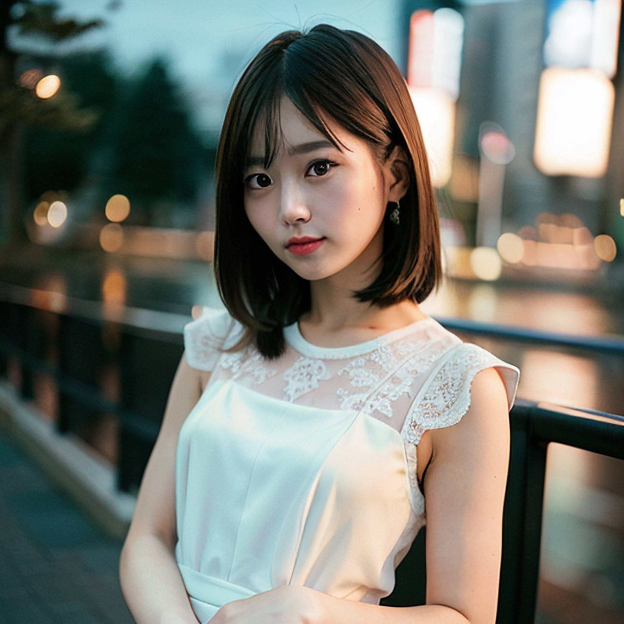a beautiful young woman sitting on a bench 