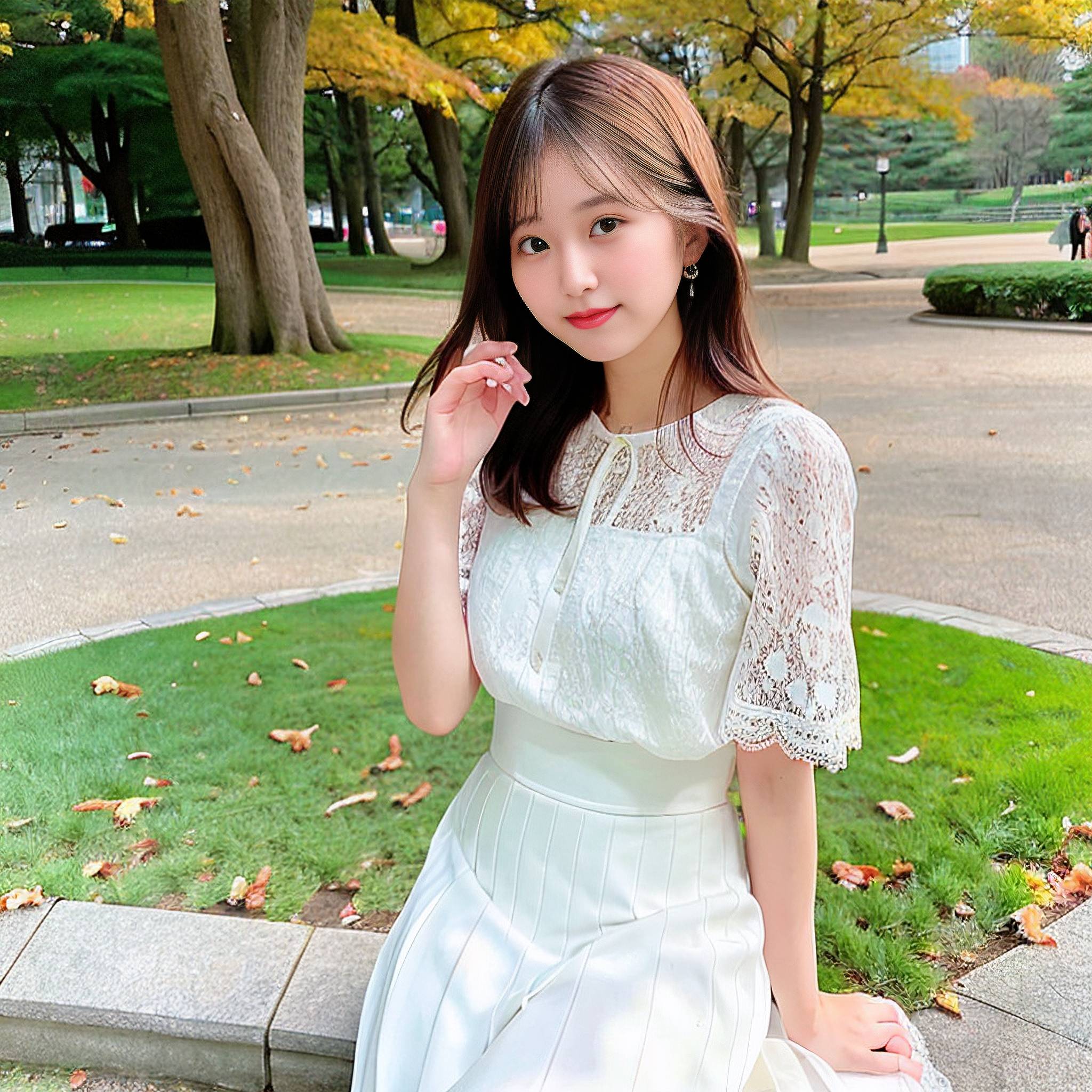 a woman in a white dress holding a white flower in her hand 