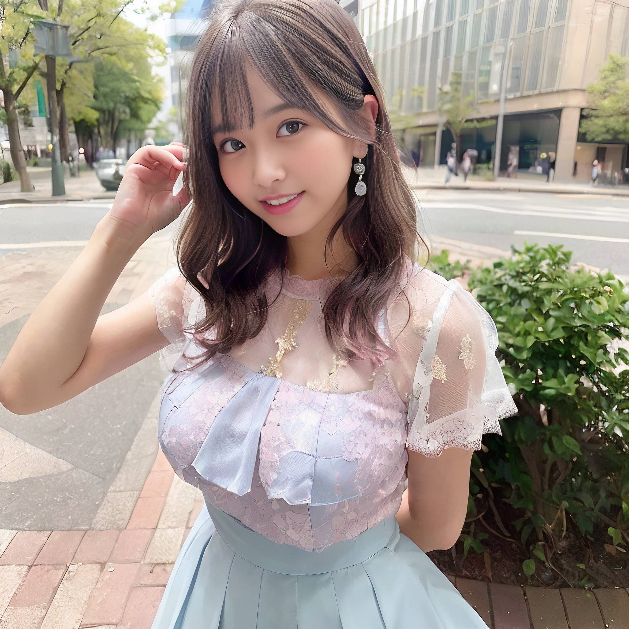 a beautiful young woman in a pink dress holding a pink flower 
