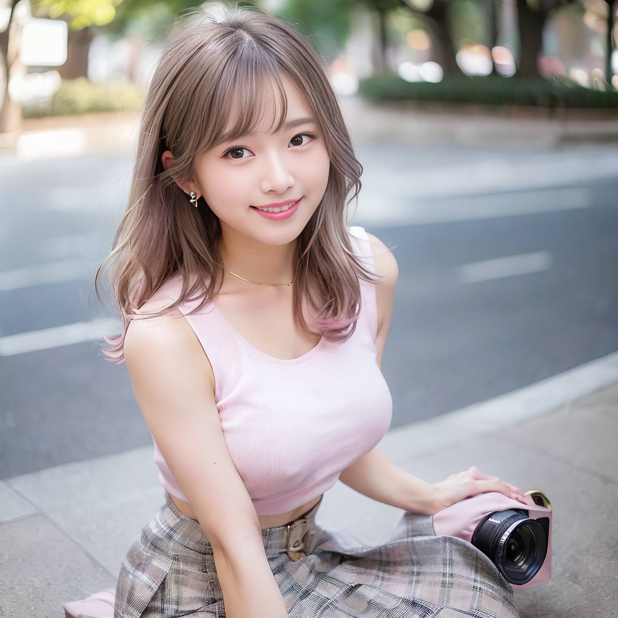 a young woman holding a cell phone in front of her face 