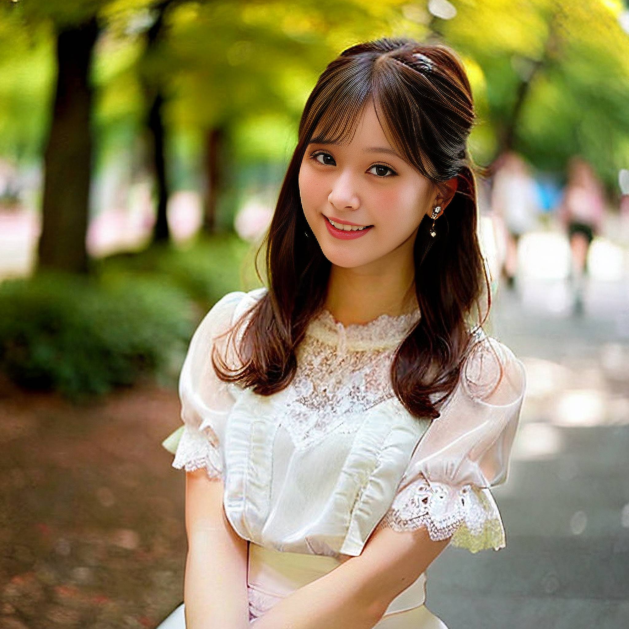 a beautiful young woman posing for a picture with a bouquet of flowers 