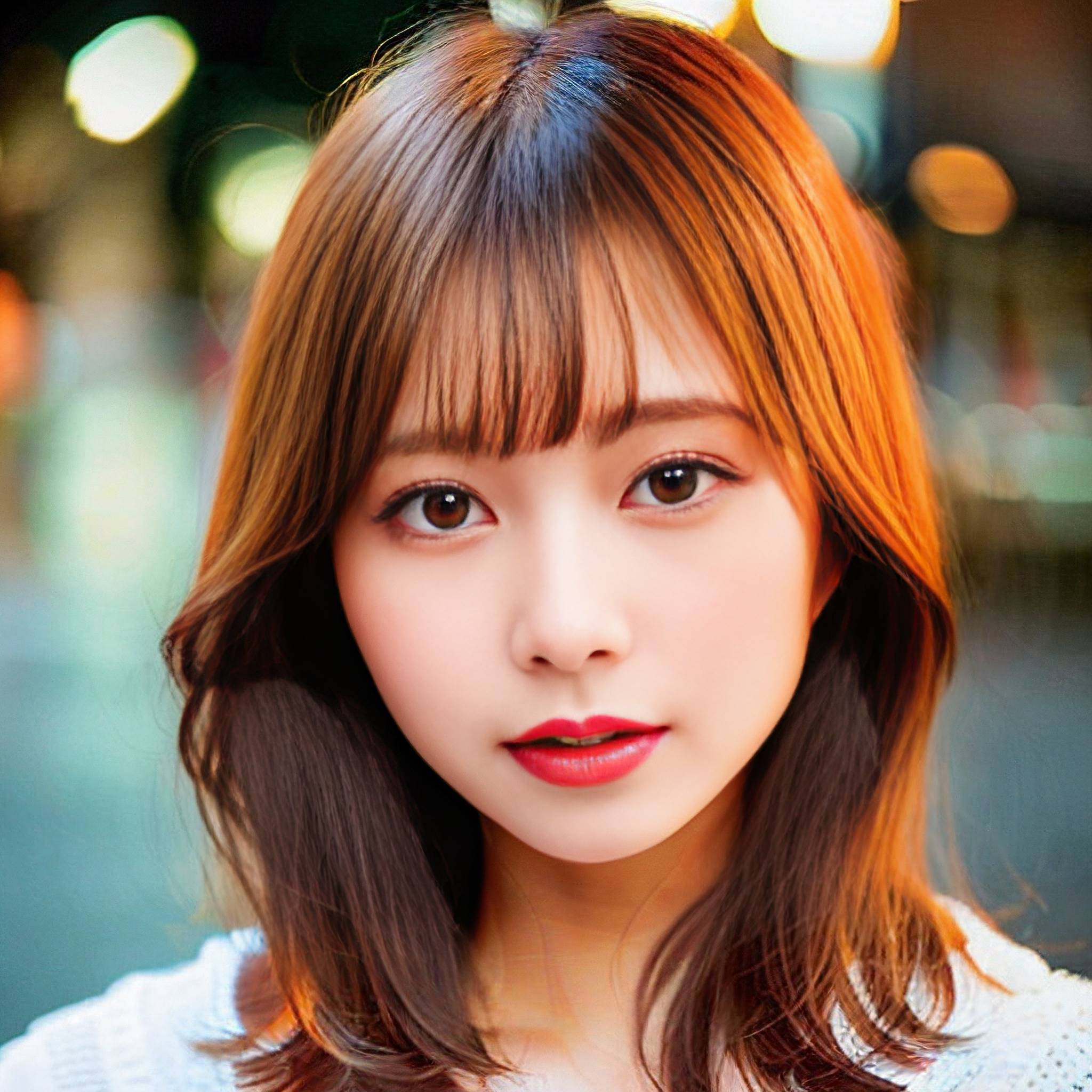 a woman is smiling while holding a cell phone 