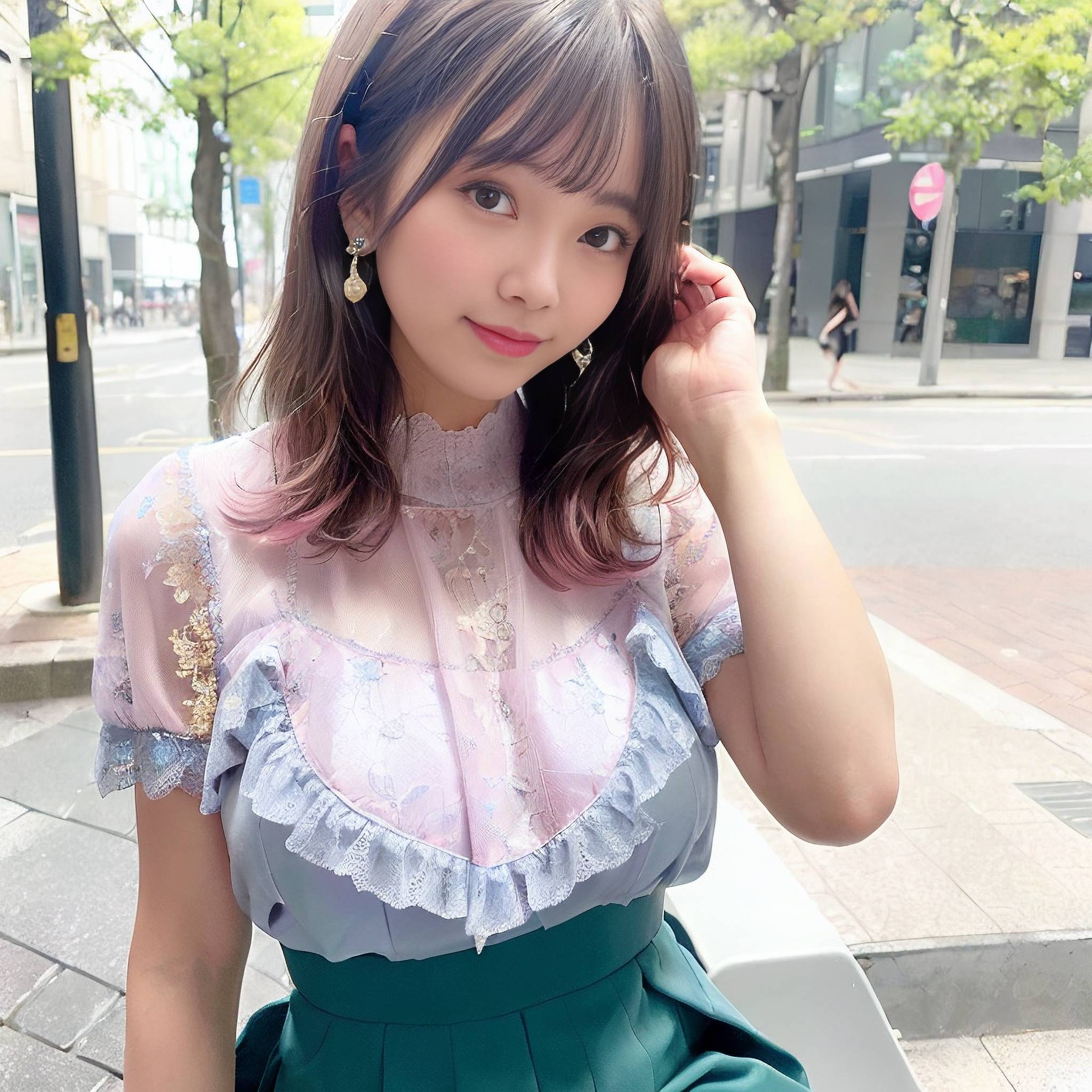 a woman in a pink dress talking on a cell phone 