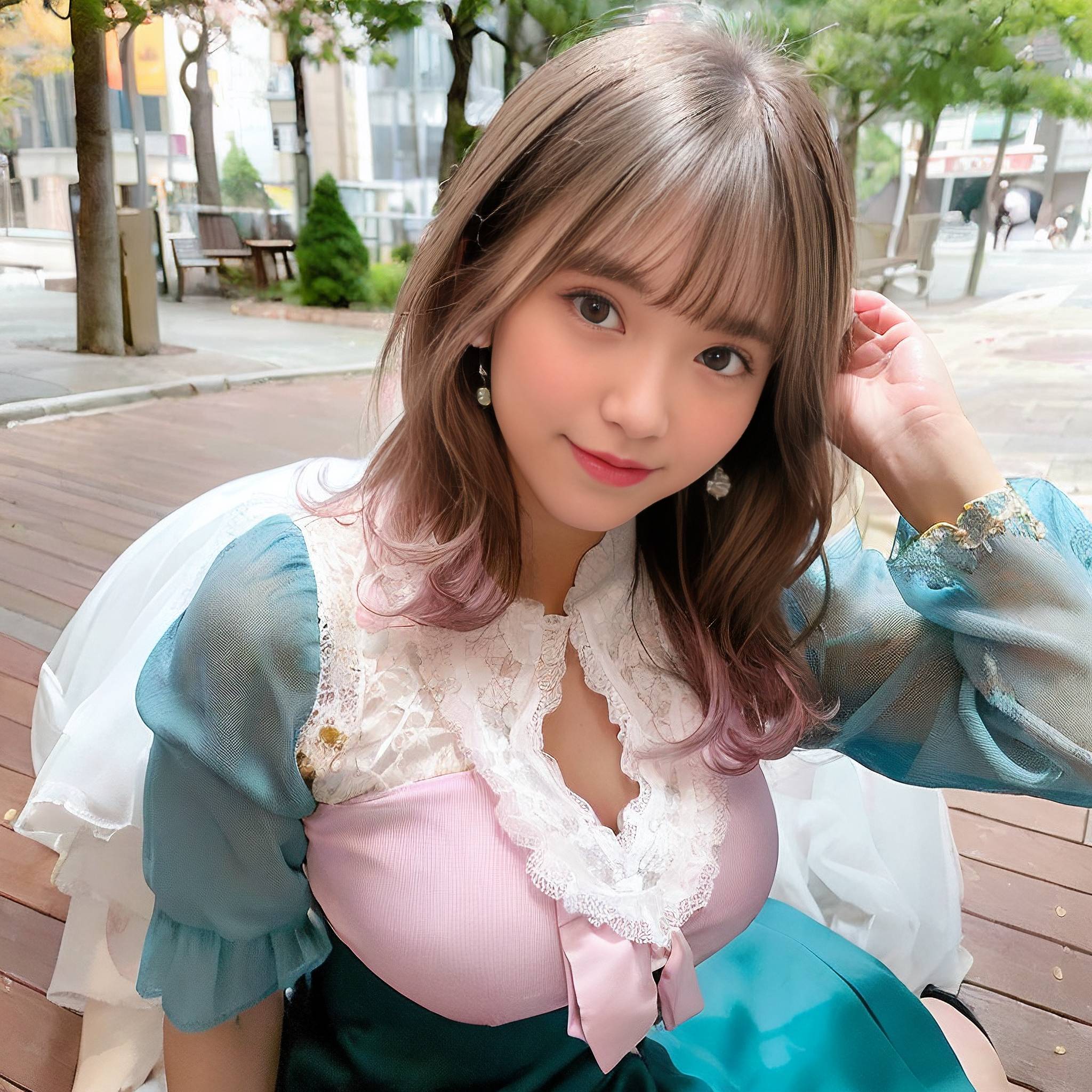 a young girl posing for a picture with a flower 