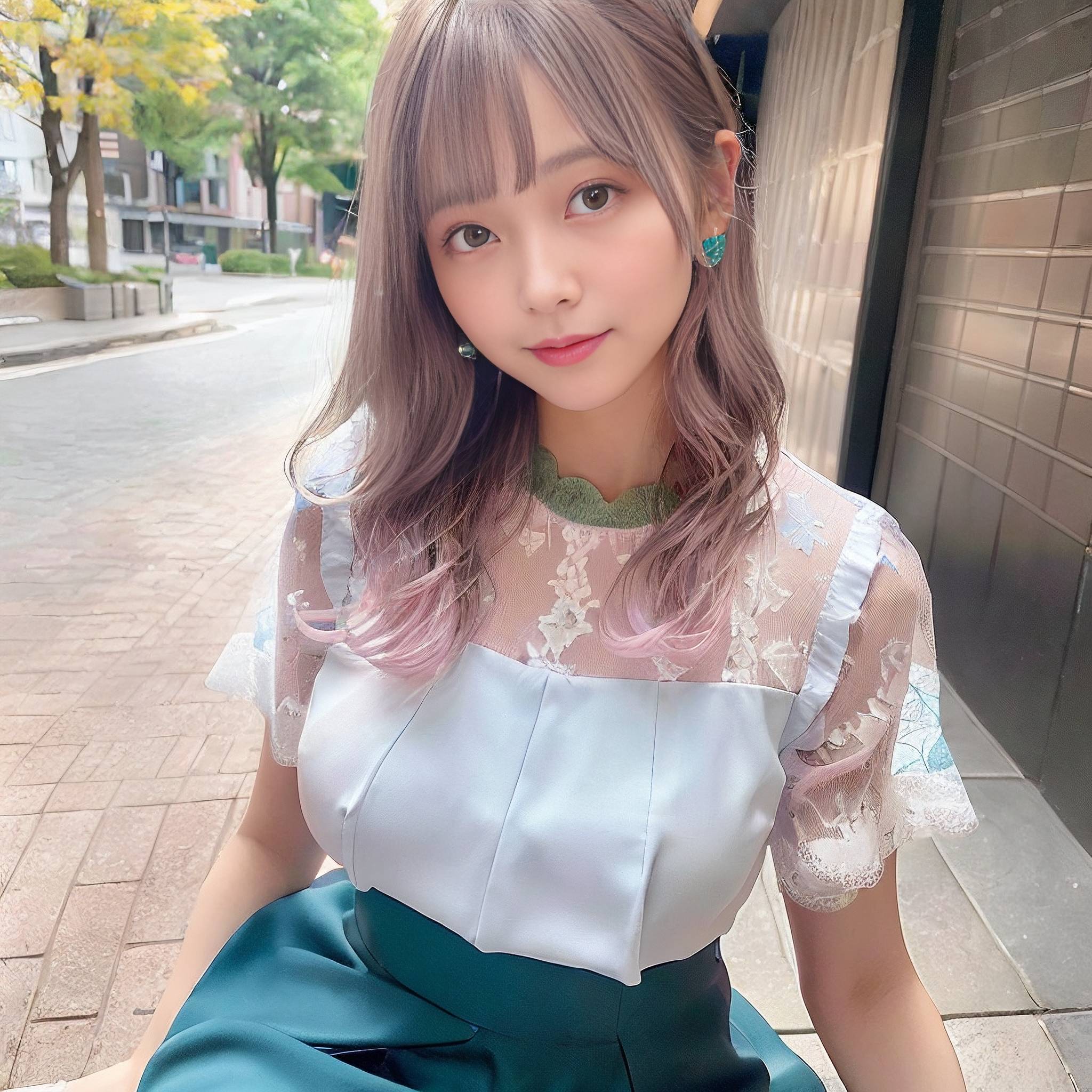 a young girl in a dress is posing for a picture 