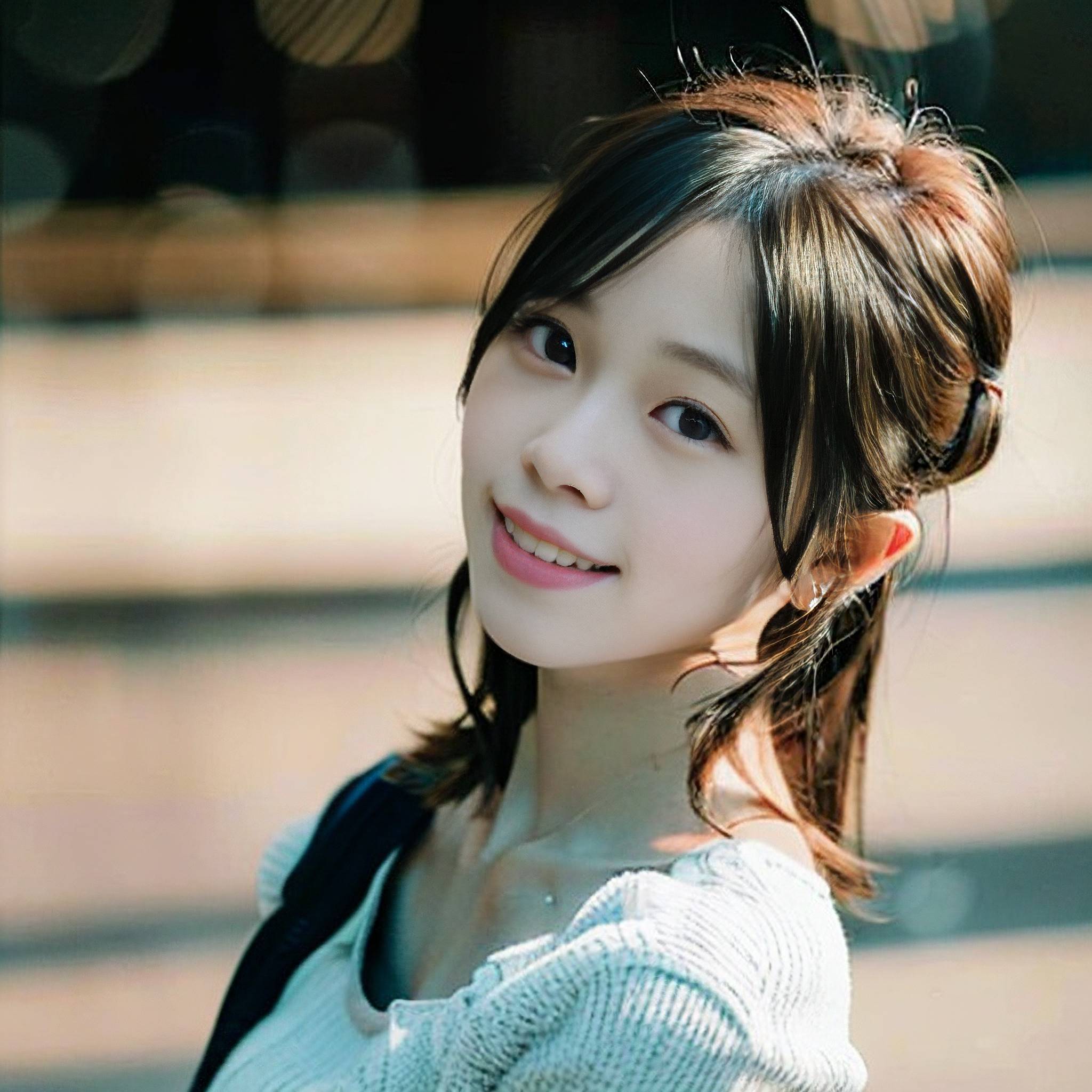 a woman is standing in front of a wall with her hands in her pockets 