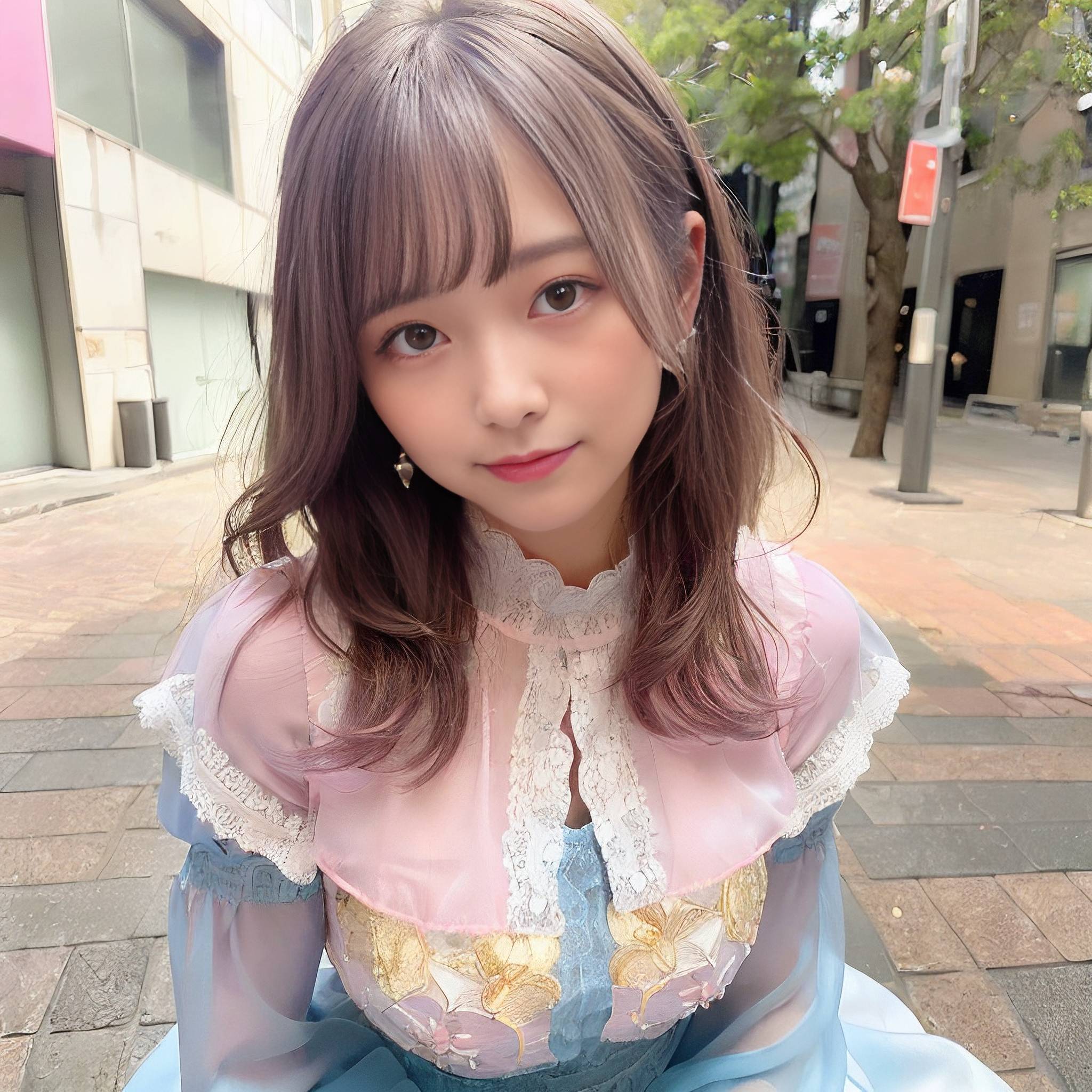 a young girl in a pink dress posing for a picture 