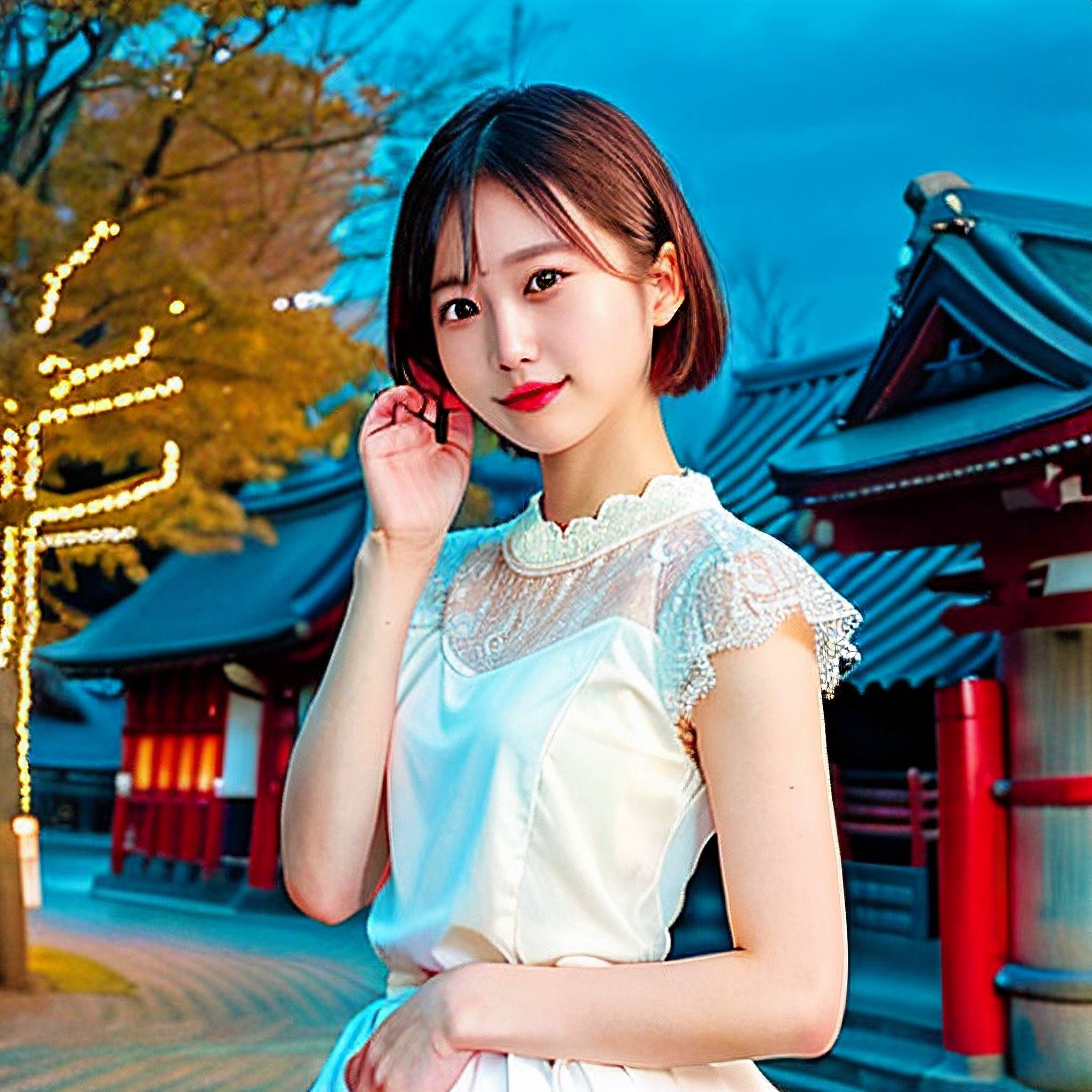 a young woman is talking on a cell phone 