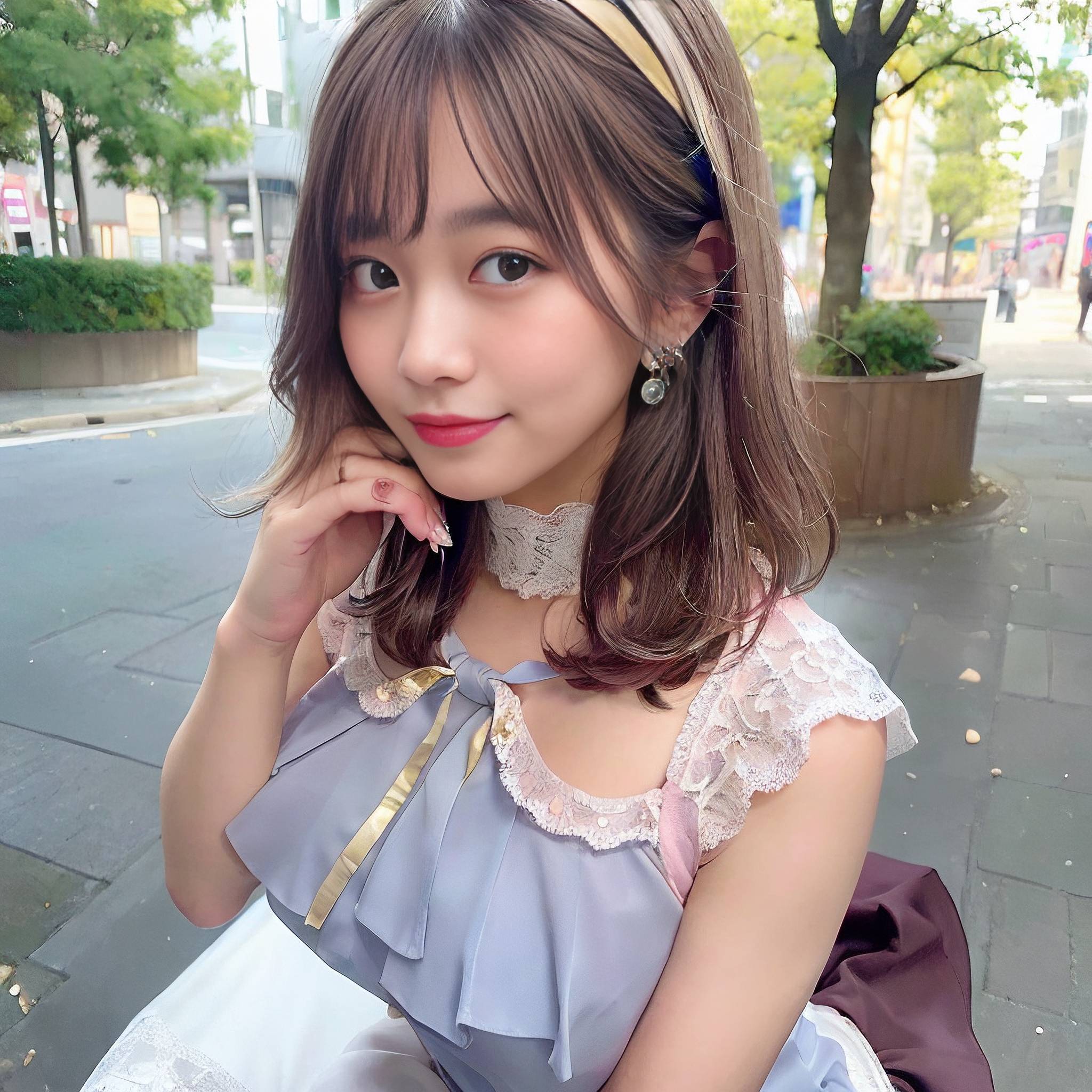 a young girl is posing for a picture 