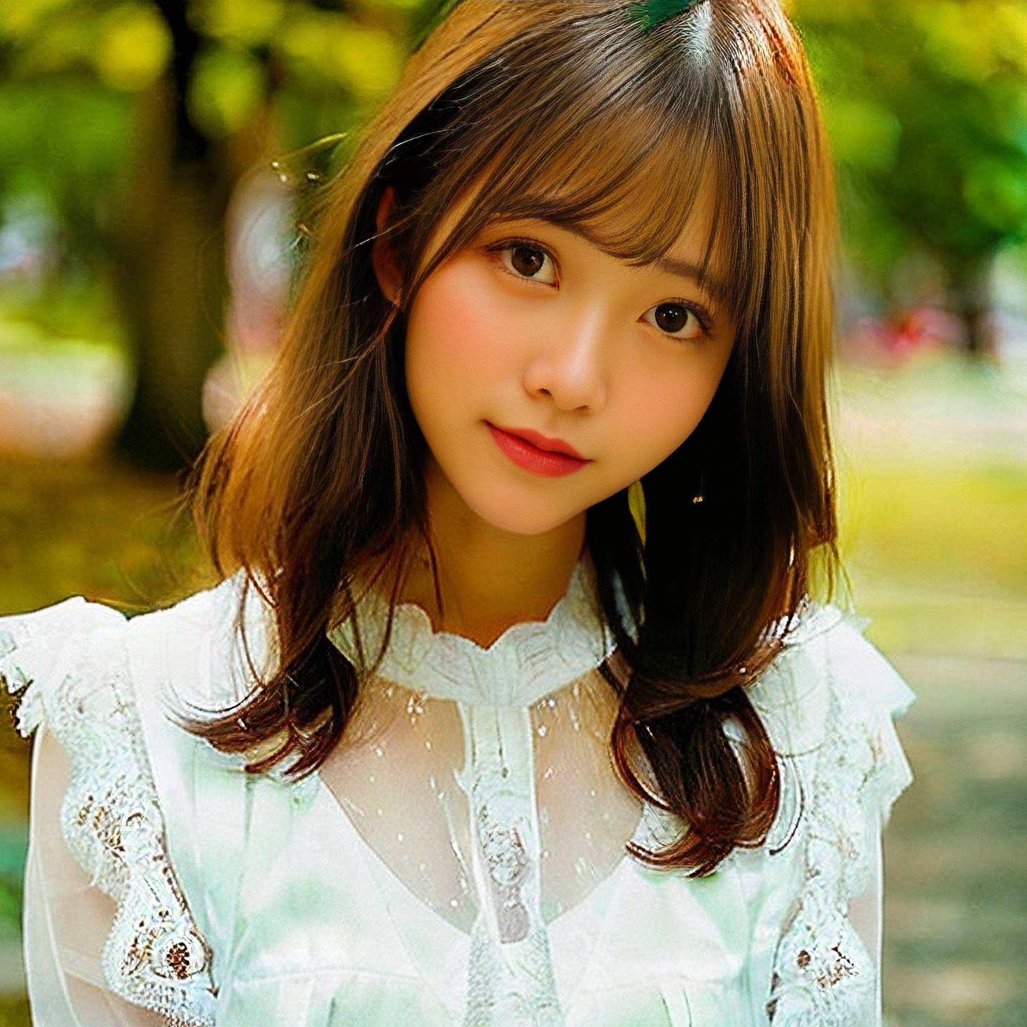 a woman in a white dress is posing for a picture 